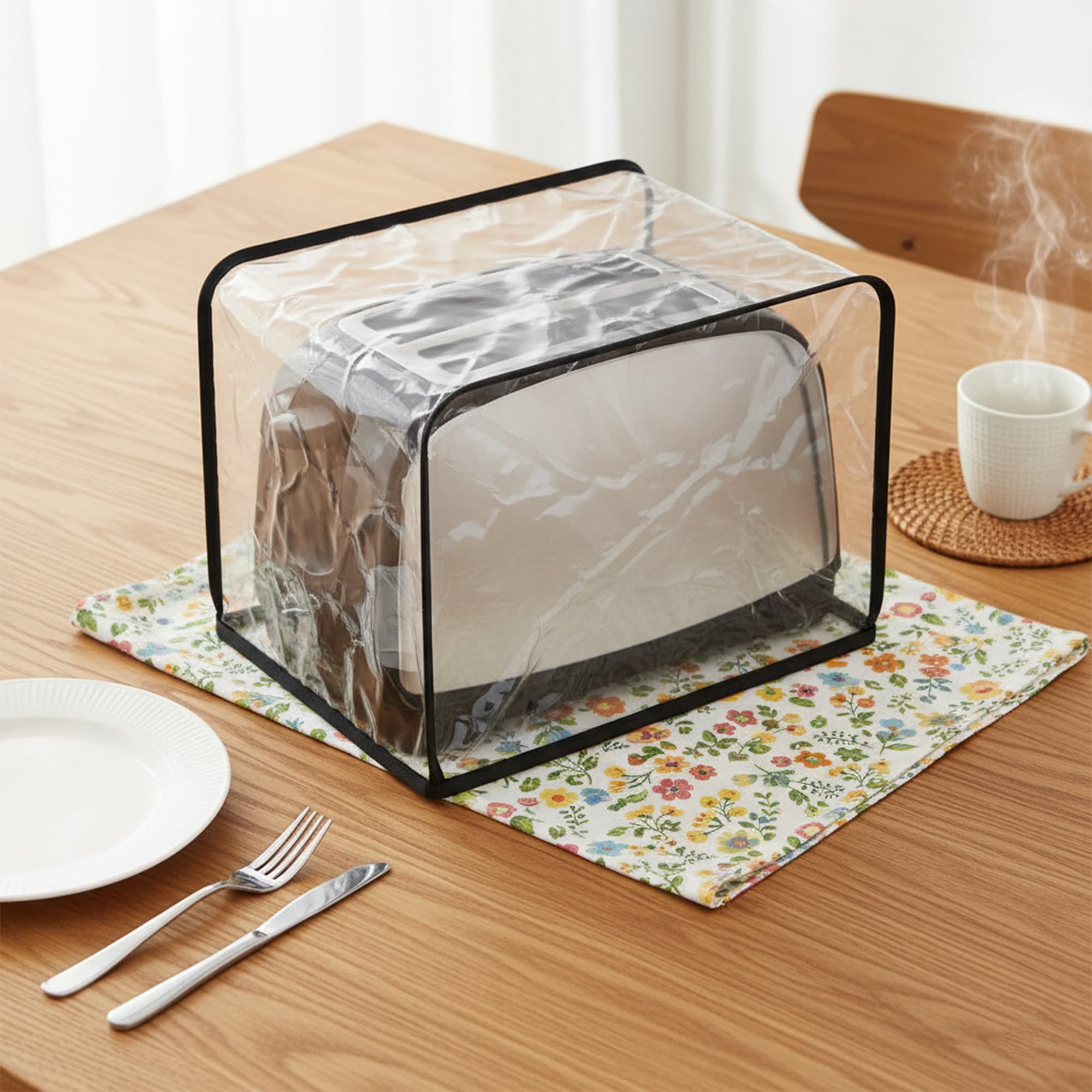 Kingshion Toaster Dust Cover for Most 2-slice Toasters, Dustproof Clear Bread Machine Toaster Oven Cover (Transparent) - 5