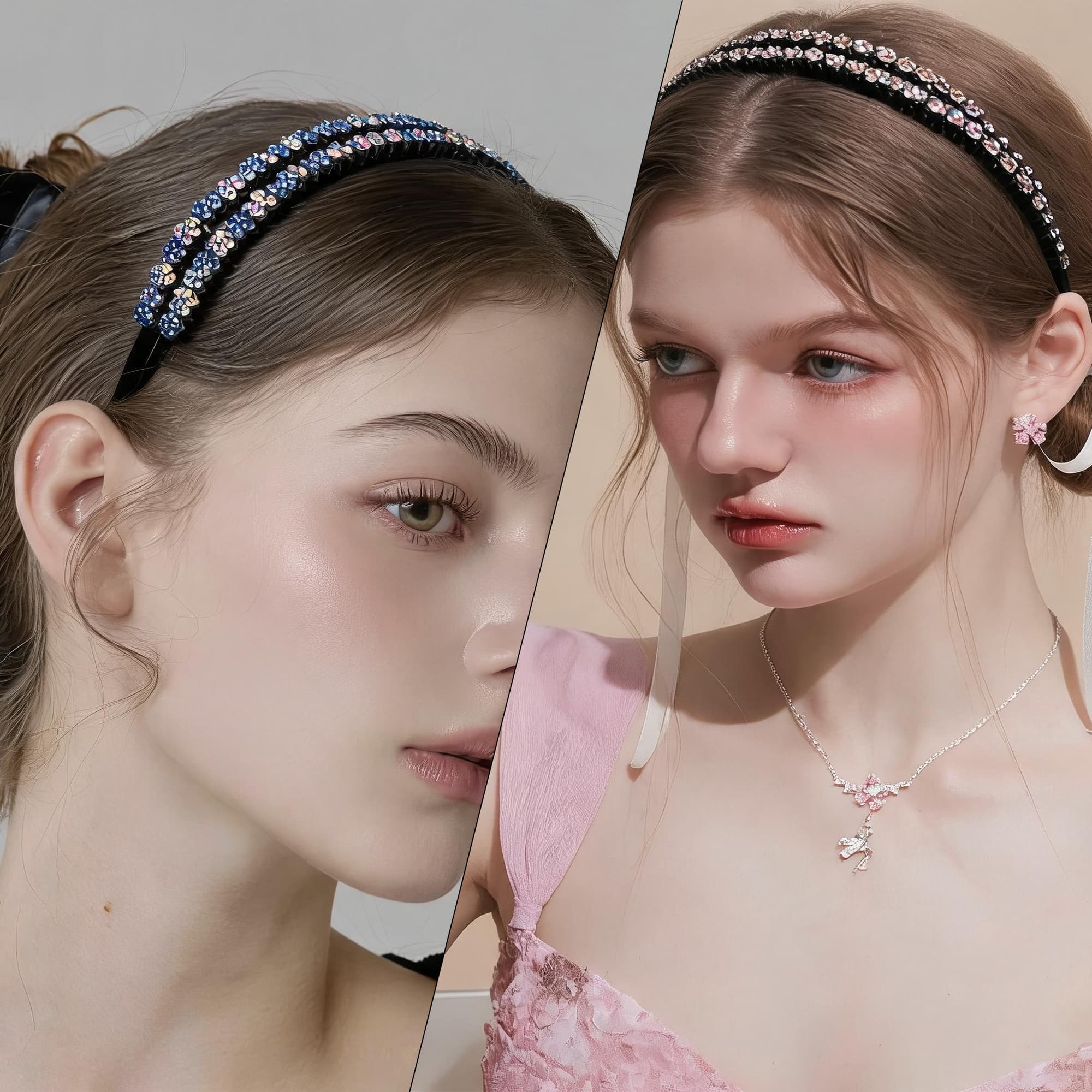 ReignSword Rhinestone Headbands for Women Girls, 4 Pack Sparkly Crystal Padded Hair Hoops, Non-Slip Bling Hair Bands, Fashion Accessories for Wedding Party Prom - 7