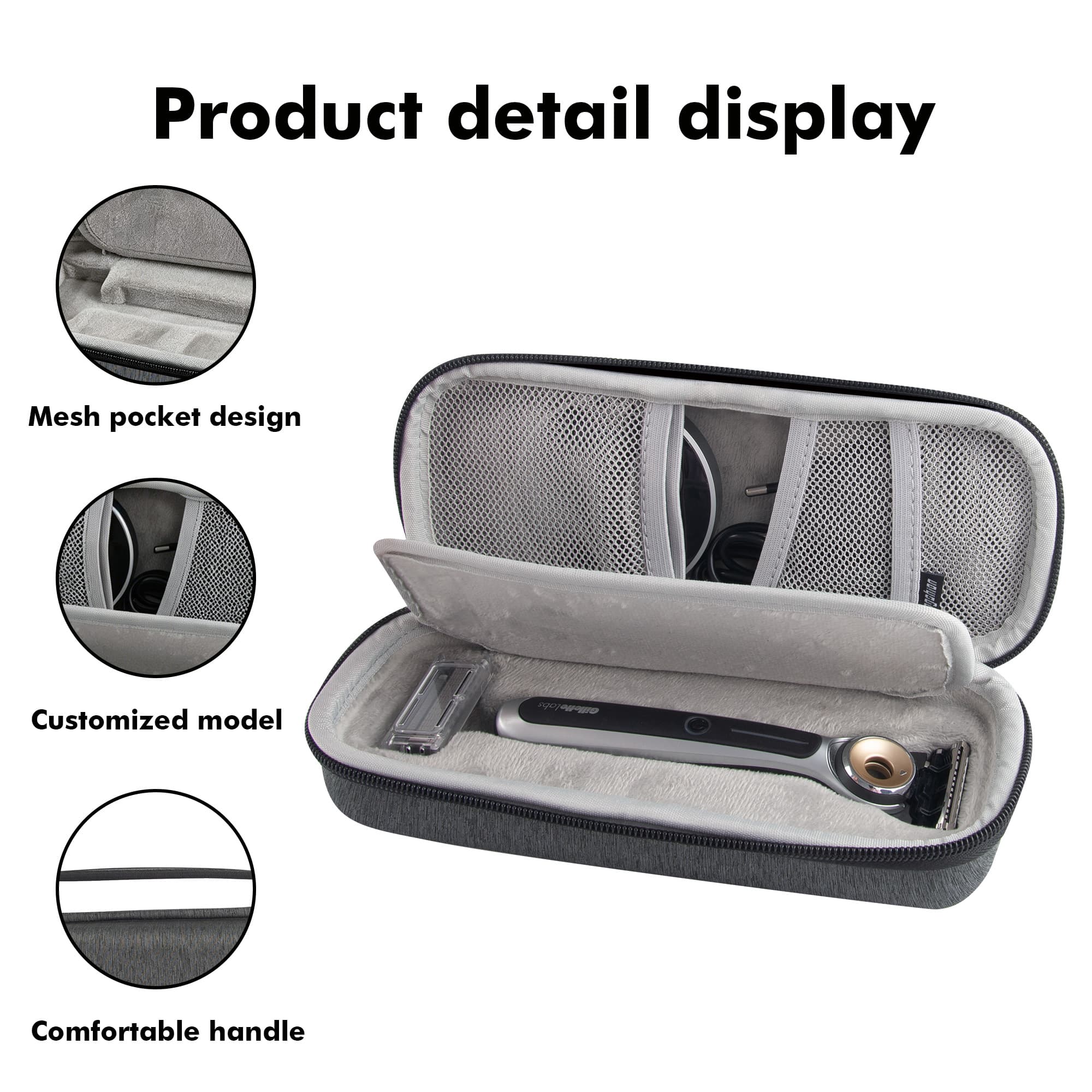 EVA Slim Hard Case Compatible with Gillette Heated Razor and Accessories, Shockproof Travel Storage Box for Charging Dock, Charger, Razor Refills, Protective Divider, Portable Carrying Handle - 4