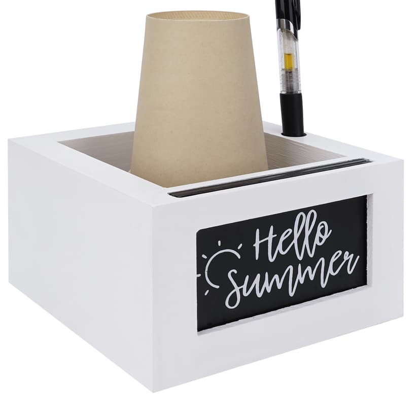 JANKOW Cup Holder with Marker Slot, white Wood Disposable Cups Holder, Mark Your Cup and Drink Up Plastic Organizer Drink Dispenser for Wedding Party Kitchen Decor