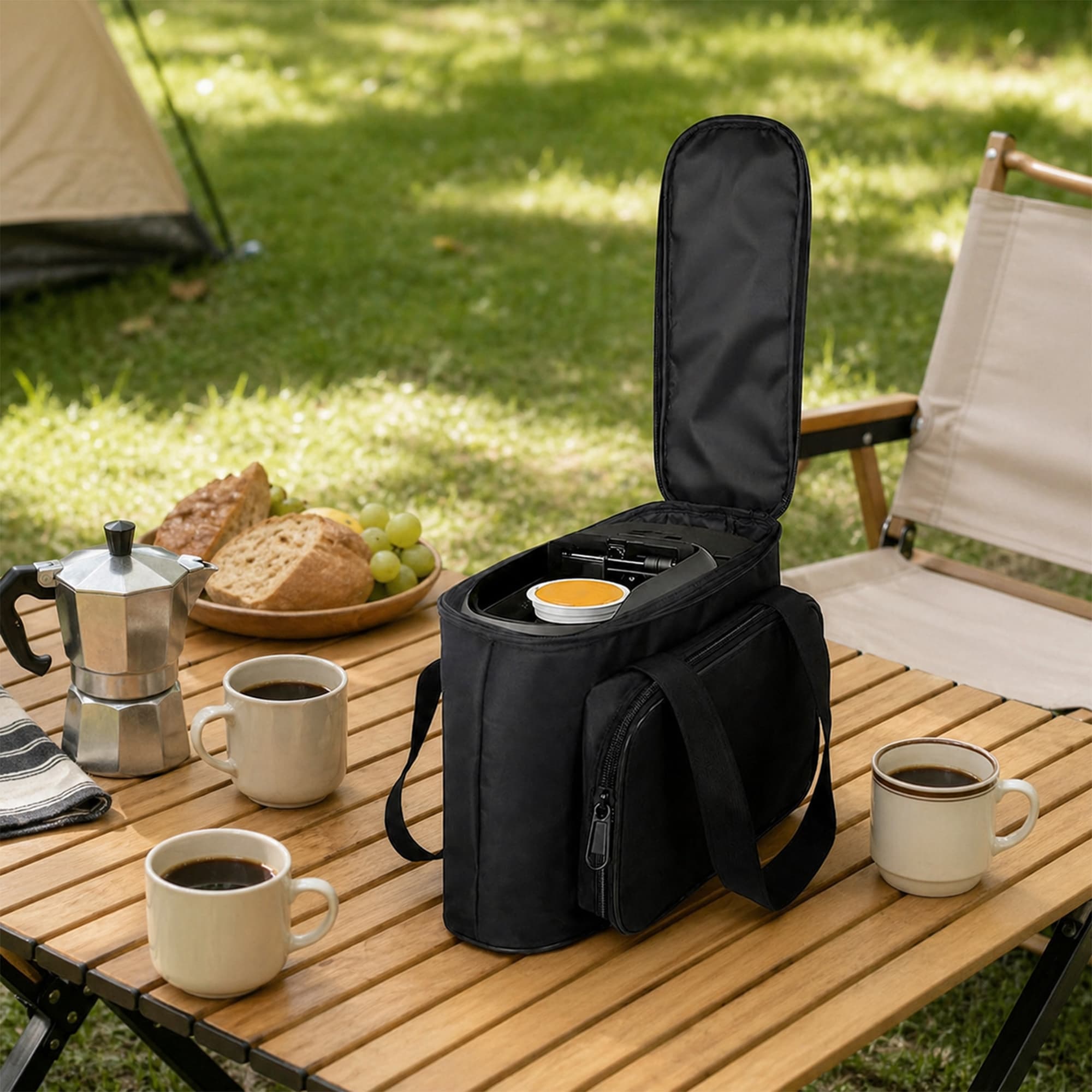 Carrying Bag Compatible with Keurig K-Mini Mate Coffee Maker, Portable Coffee Machine Travel Case, Oxford Cloth Storage Tote with Padded Protection and Pocket for Accessories (Black) - 4
