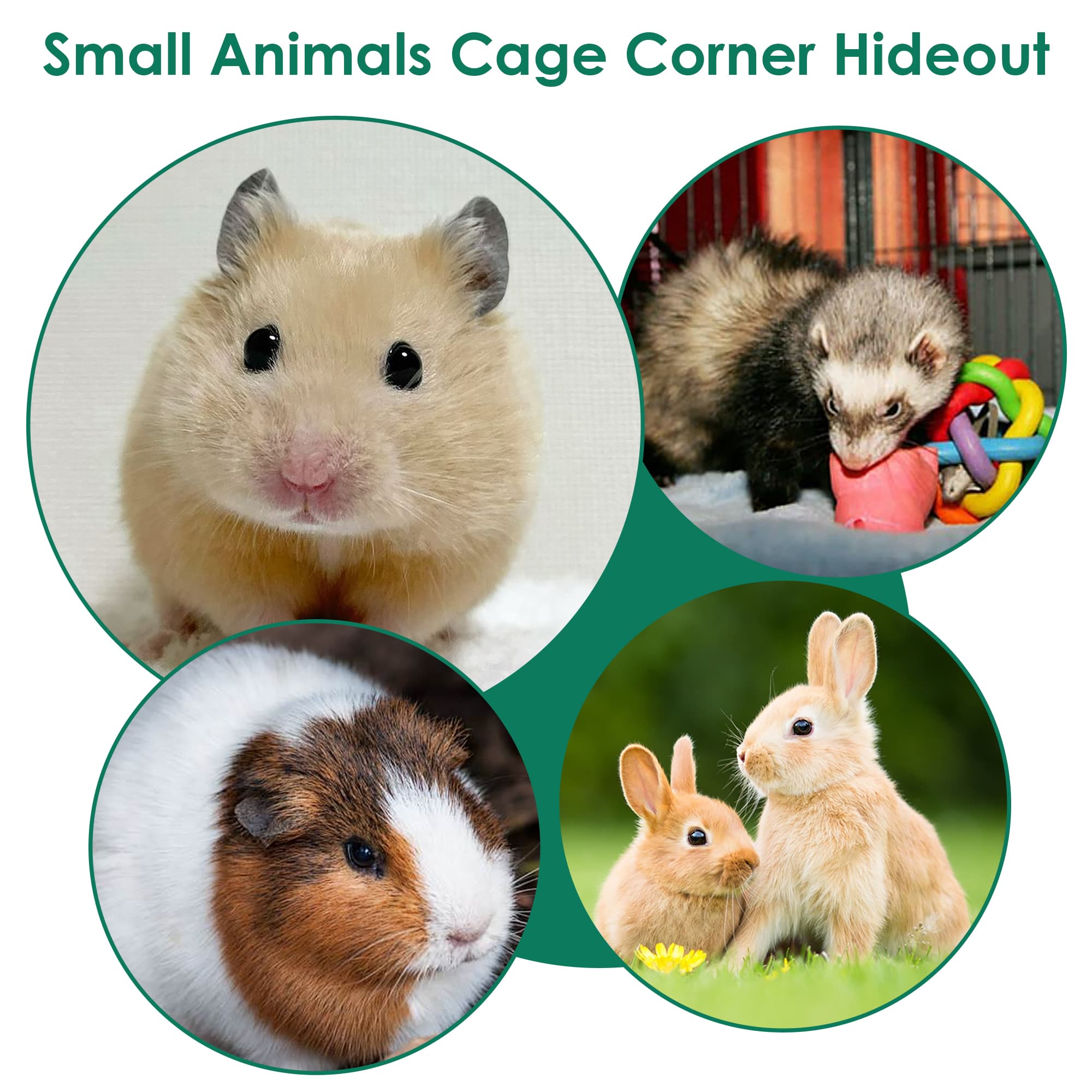 ReignSword Forest Cage Corner Hideout, Pets Corner Hideout for Guinea Pigs, Rabbits, Ferrets, Chinchillas, Gerbils, Hedgehogs (Green) - 6
