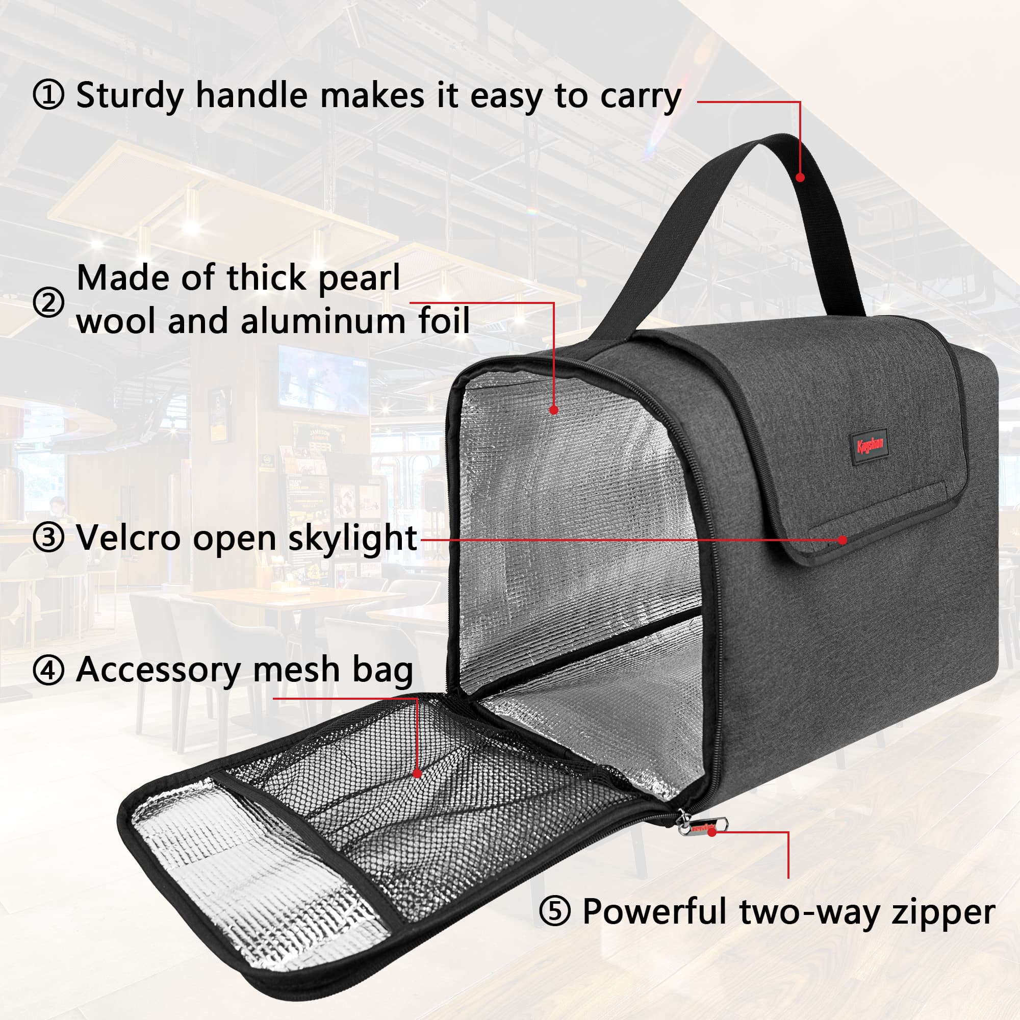 Kingshion Reusable Insulated Soft Cooler Bag, Thick Pearl Wool and Aluminum Foil, Can Beer and Seltzer Drink Cooler, Can Hold 24 Bottles of 330ml Beverage (14.2" X 9" X 10.6") - 2