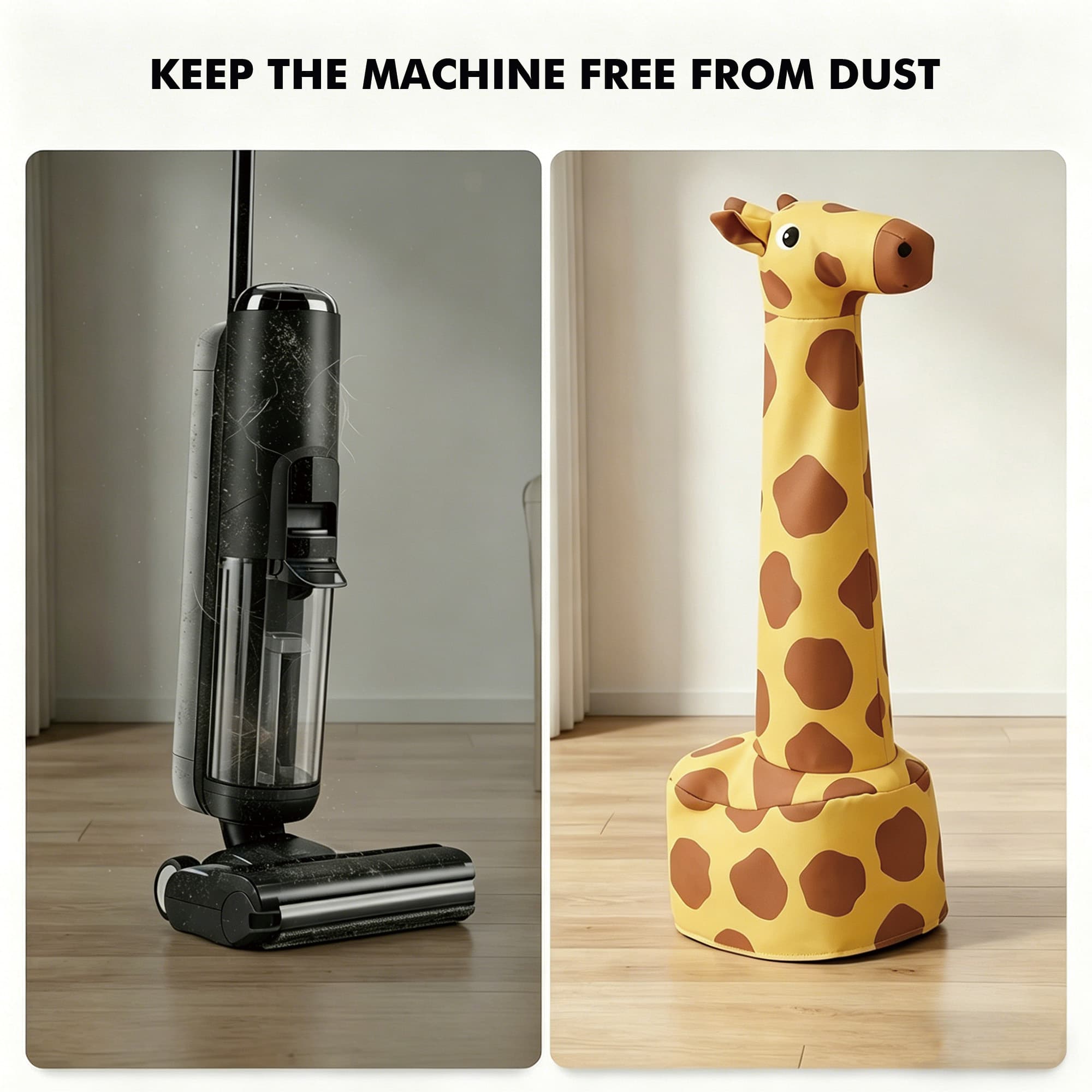 Giraffe Dust Cover Compatible with Tineco Floor ONE S5, Cute Animal Vacuum Protective Fabric Cover for Wet Dry Vacuum Cleaner, Home Decor Storage with Full Protection - 3