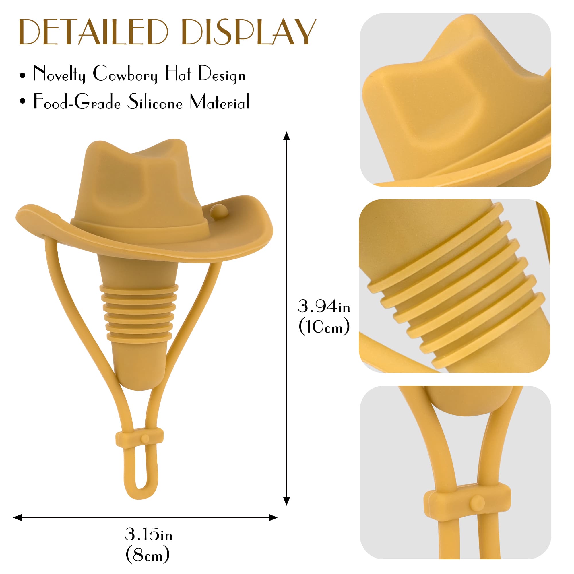 JANKOW Cowboy Hat Silicone Wine Stopper, Funny Hat Shaped Wine Stoppers, Cute Kitchen Gadgets Gifts for Wine Lover - 1
