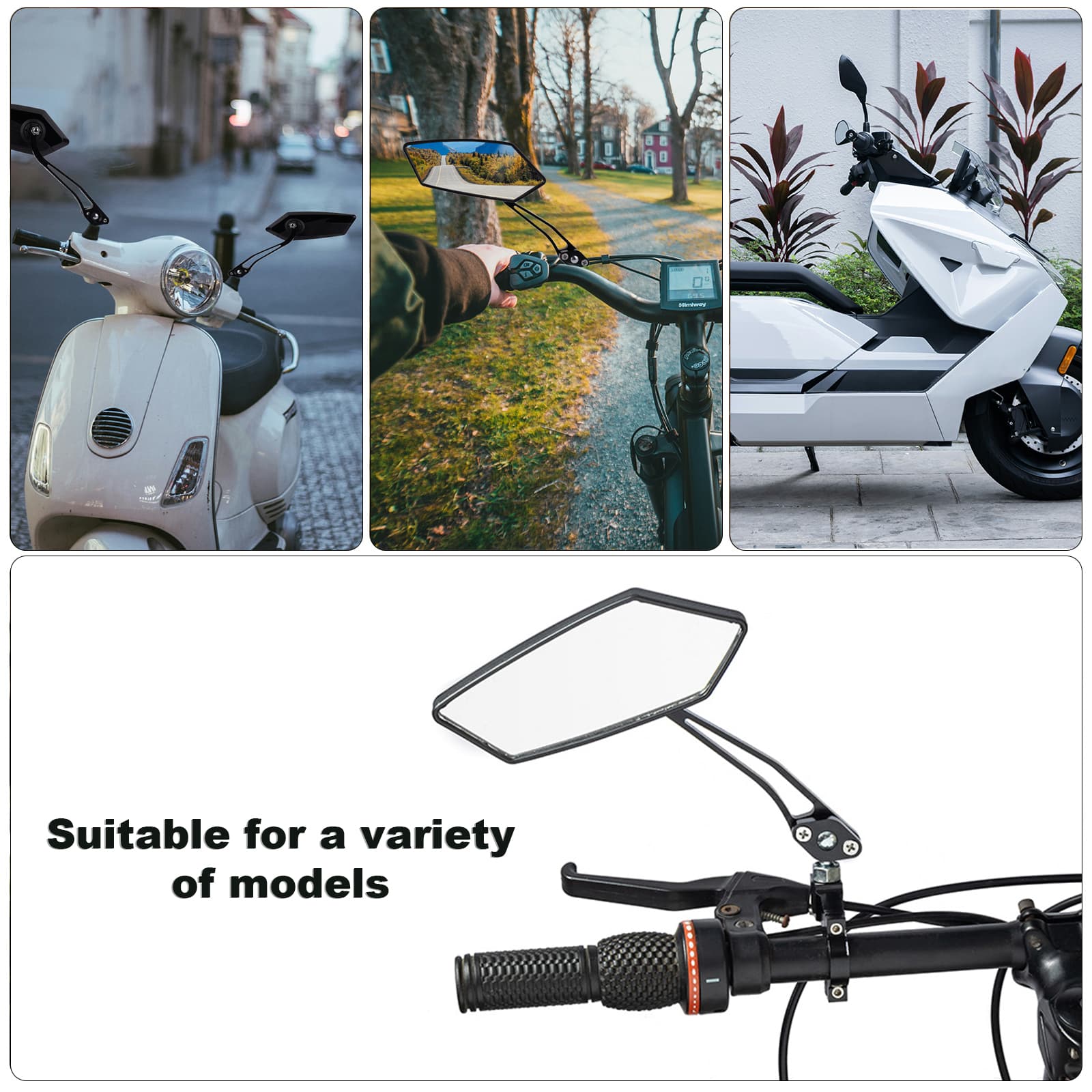 RidingRush Bike Mirror Handlebar Mount – Adjustable Rear View Mirror for Mountain Bikes, E-Bikes, Scooters, Clear View, Easy Installation, Ideal for Adult Bikes, Fits 22 mm- 25 mm Handlebars - 3