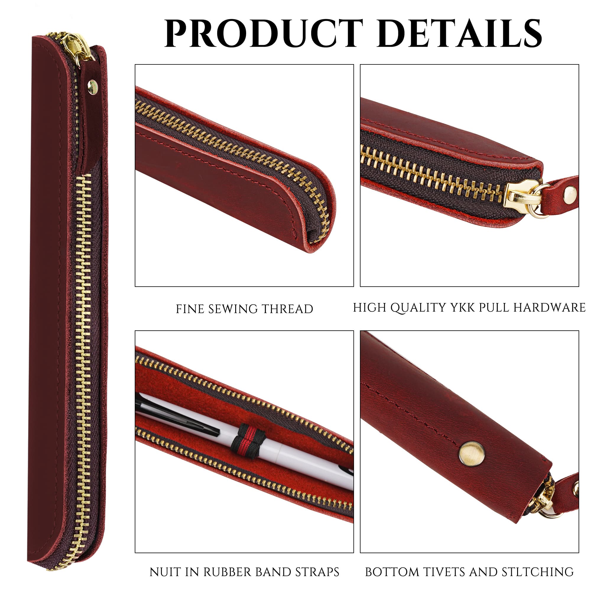JANKOW Leather Pen Case Holder Handmade, Leather Case Holder, for Single Genuine Leathers Single Cases Pens - 2