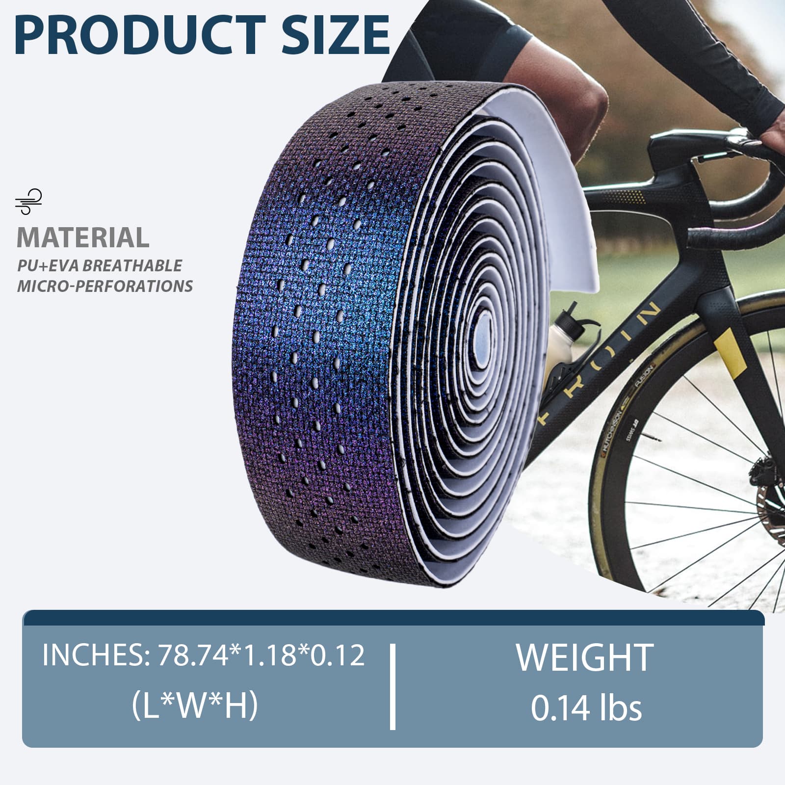 RidingRush Bicycle Handlebar Tape, EVA Bike Bar Tape with Textured Grip, Gradient Handlebar Wrap for Road & Gravel Bikes, Comfortable Shock-Reducing Grip Tape - 4