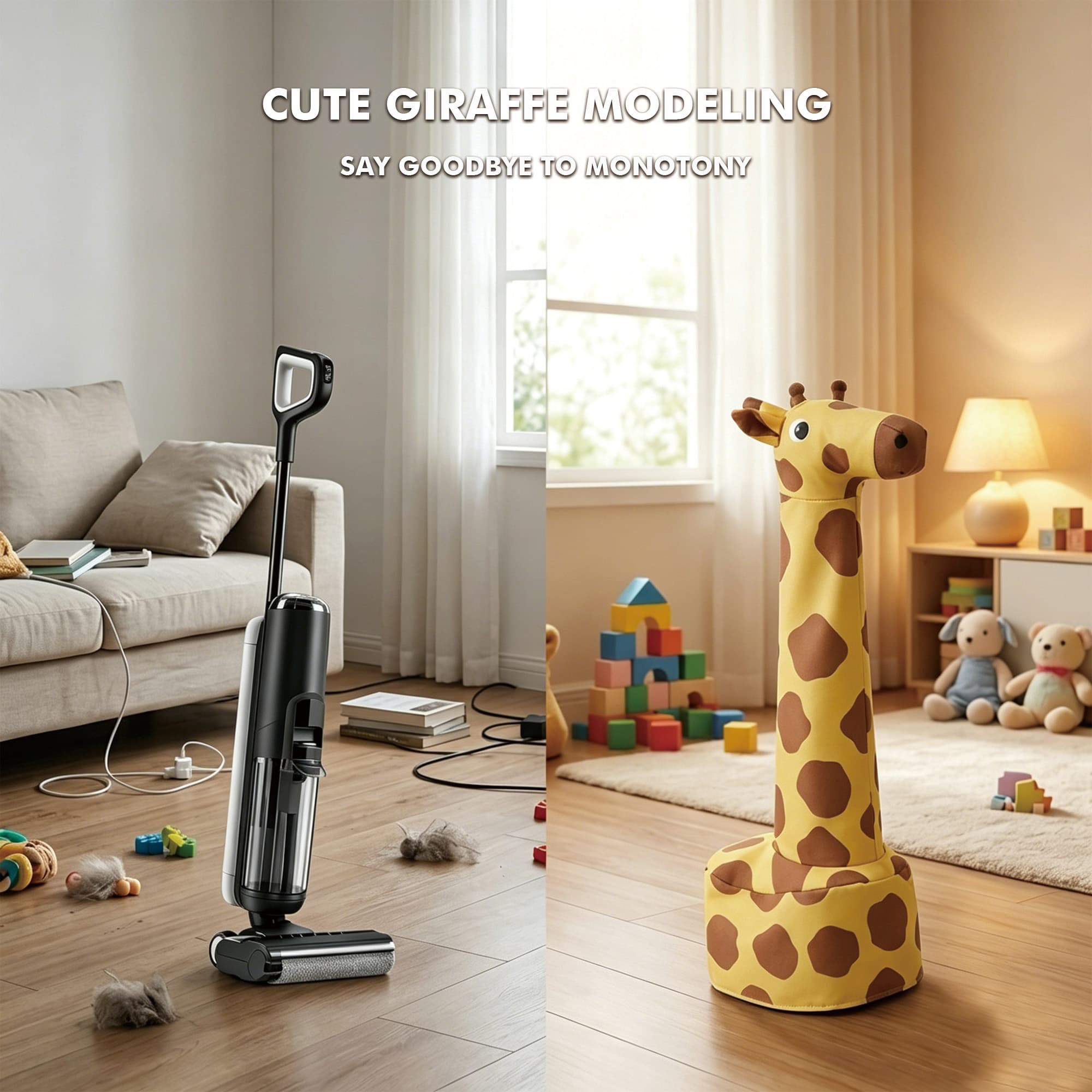 Giraffe Dust Cover Compatible with Tineco Floor ONE S5, Cute Animal Vacuum Protective Fabric Cover for Wet Dry Vacuum Cleaner, Home Decor Storage with Full Protection - 2