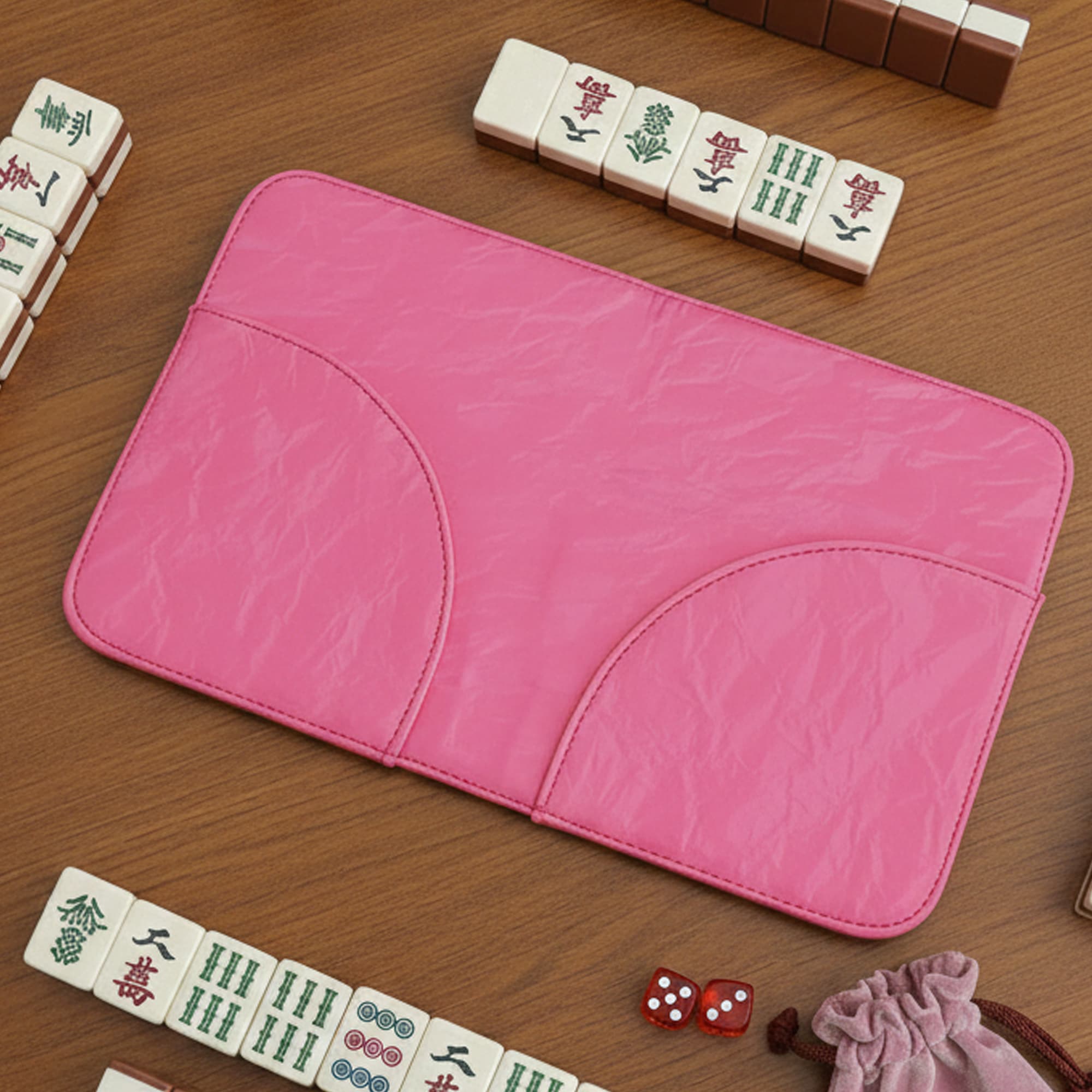 ReignSword Mahjong Card Sleeve, Vegan Leather Large Folio Scorecard Holder Protective Cover, Mahjongg Accessories and Gift for Lovers (Red, 11 x 7 Inches) - 5