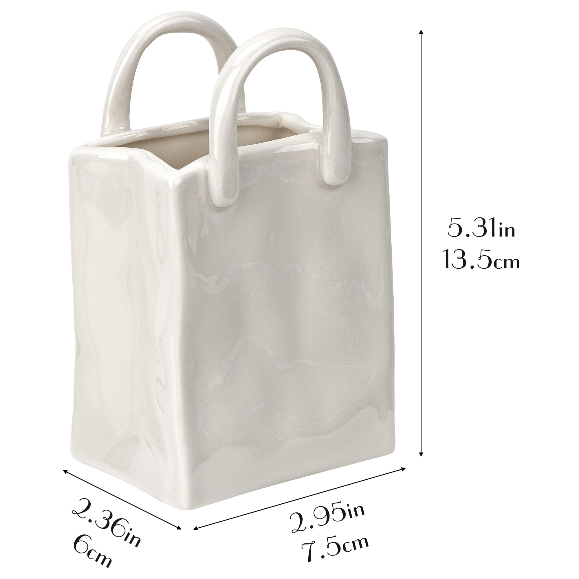 JANKINGS Vintage Handbag Ceramic Pencil Holder, White Pen Cup Desk Organizer, Cute Aesthetic Ceramic Brush Holder, 1 Pack - 1