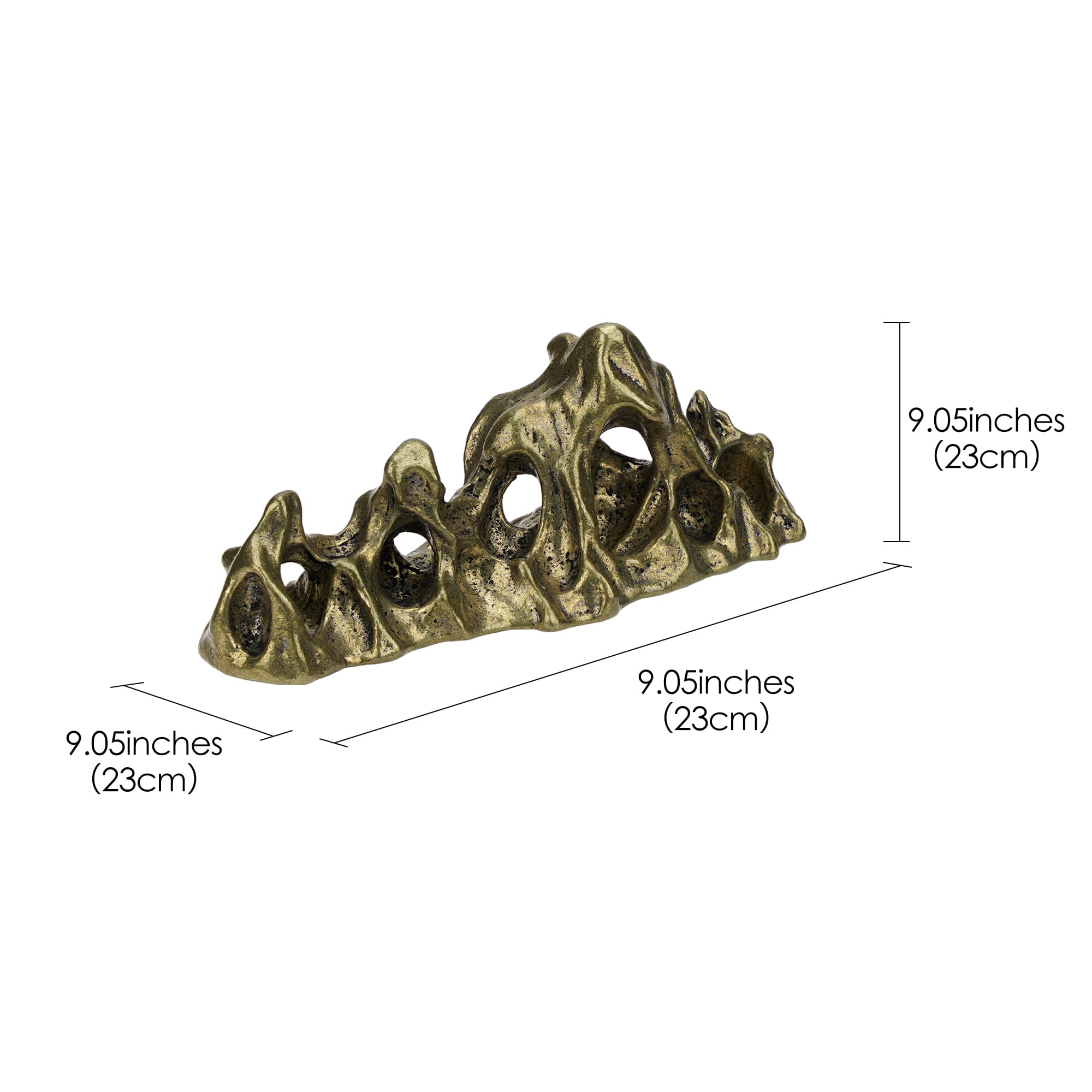 JANKOW Brass-Style Rockery Pen Rest and Paperweight, Metal Desk Pen Holder for Fountain Pens & Calligraphy Brushes, Yellow Gold Finish, 1-Pack - 1