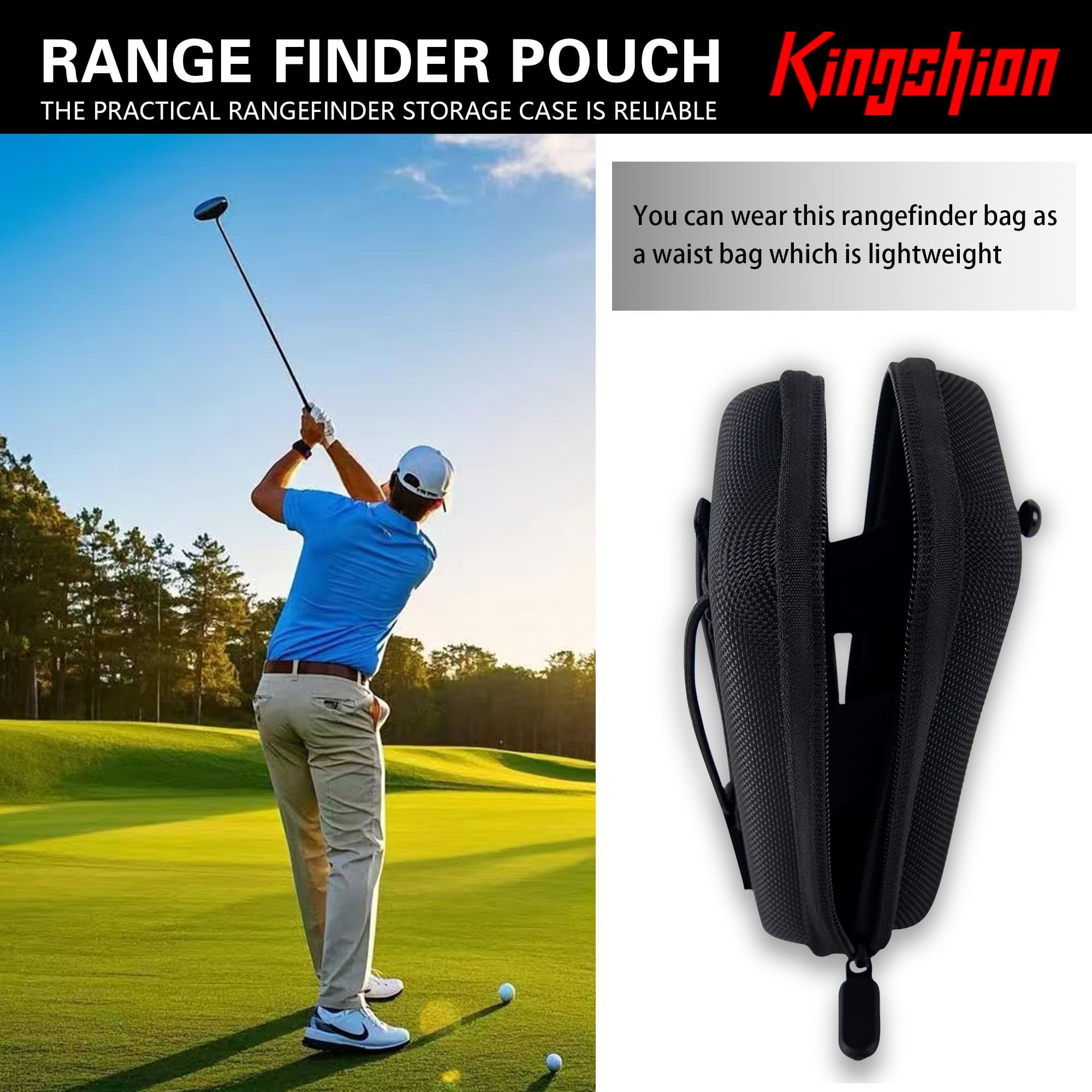 Golf Rangefinder Hard Case, EVA Shockproof Storage Bag with Black Oxford Cloth Exterior, Universal Protective Carry Pouch for Most Golf Laser Rangefinders (Black) - 4