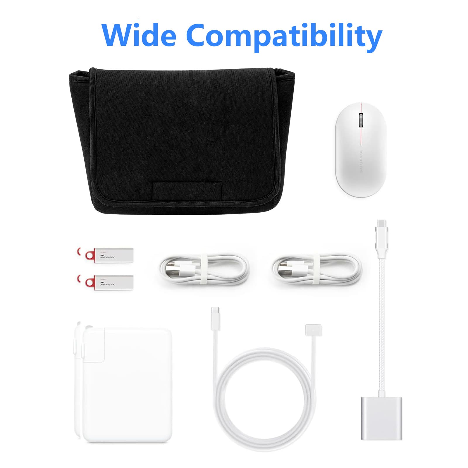 Kingshion Storage Medium Pouch Bag Cases Compatible with MacBook Power Adapter  Accessories Laptop, Wireless Mouse and iPhone Chargers, Cellphone, Power Bank, Cord, Travel Cable Electronic Organizer - 4