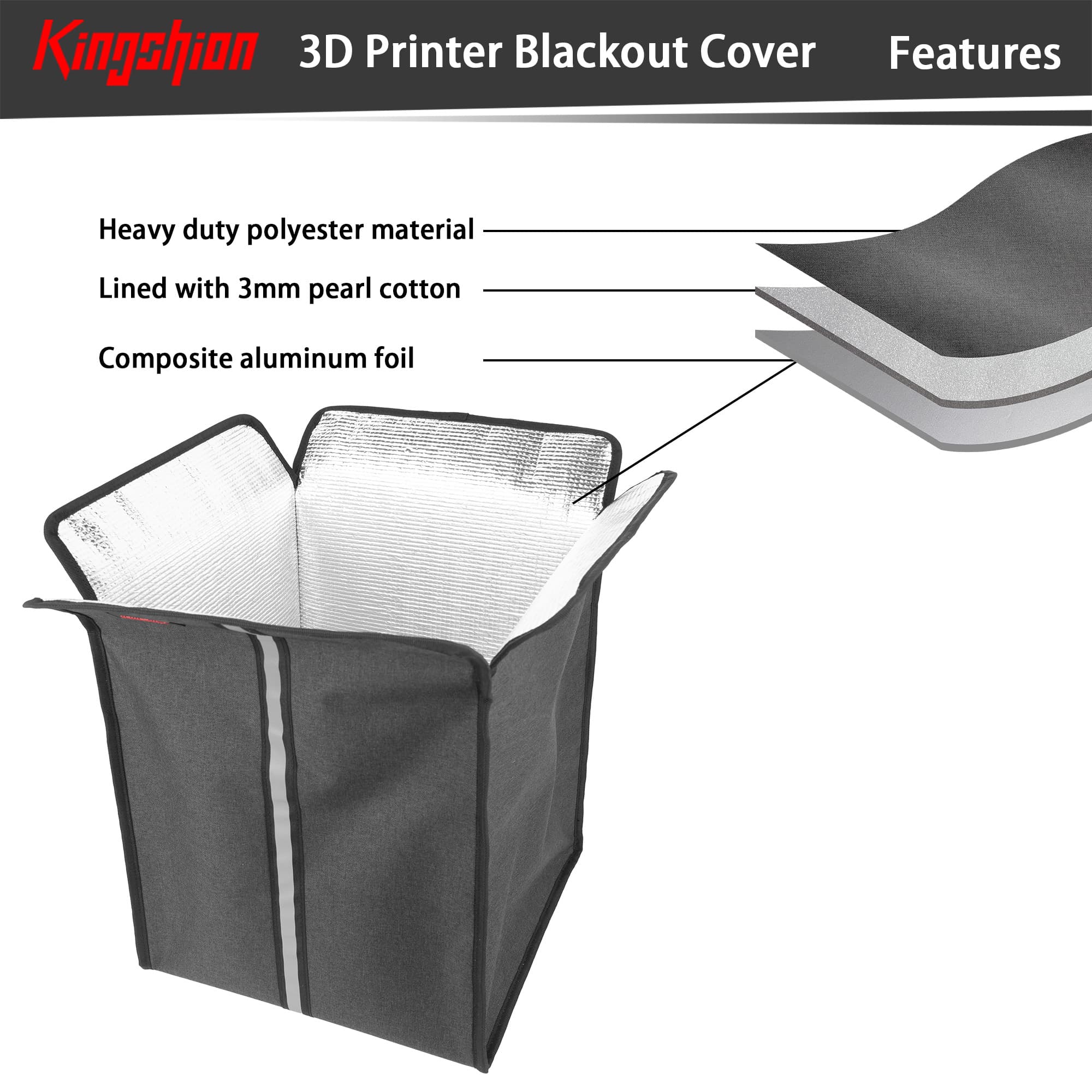 Kingshion 3D Printer Blackout Cover, Prevent Sunlight Dust Storage Sleeve with Handle, Compatible with Mar 2 Pro/ LD-002H/Anycubi Photo S/ Photo Mono SE DLP LCD SLA 3D Printer, 9.5 X 9.5 X 16 Inch - 4