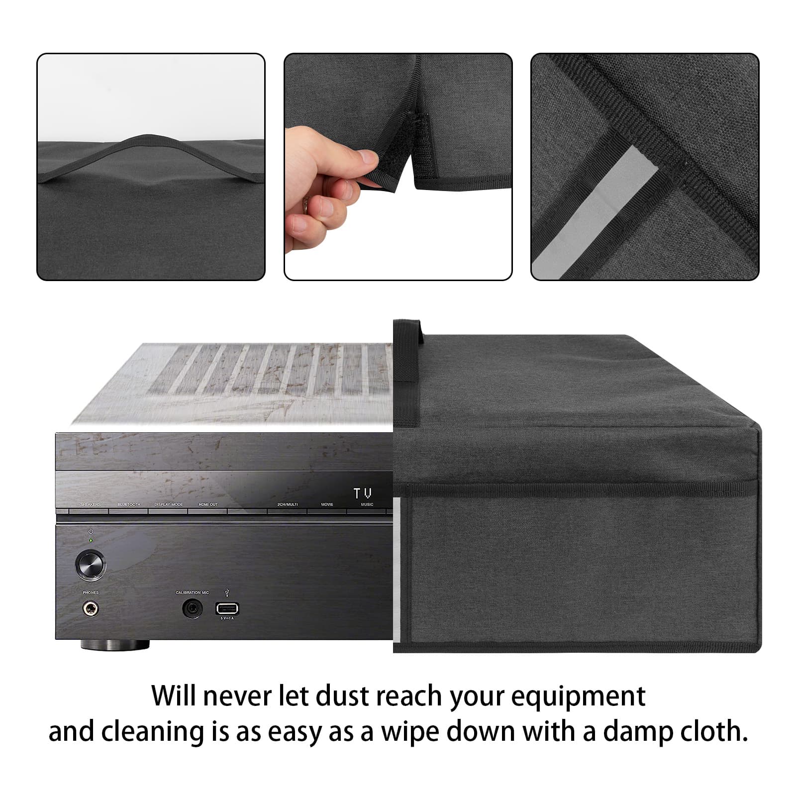 Kingshion Stereo Record Player Dust Cover Case Protector Compatible with Sony STR-AN1000, Denon AVR-S970H, Onkyo TX-SR393 Stereo Receiver - 5