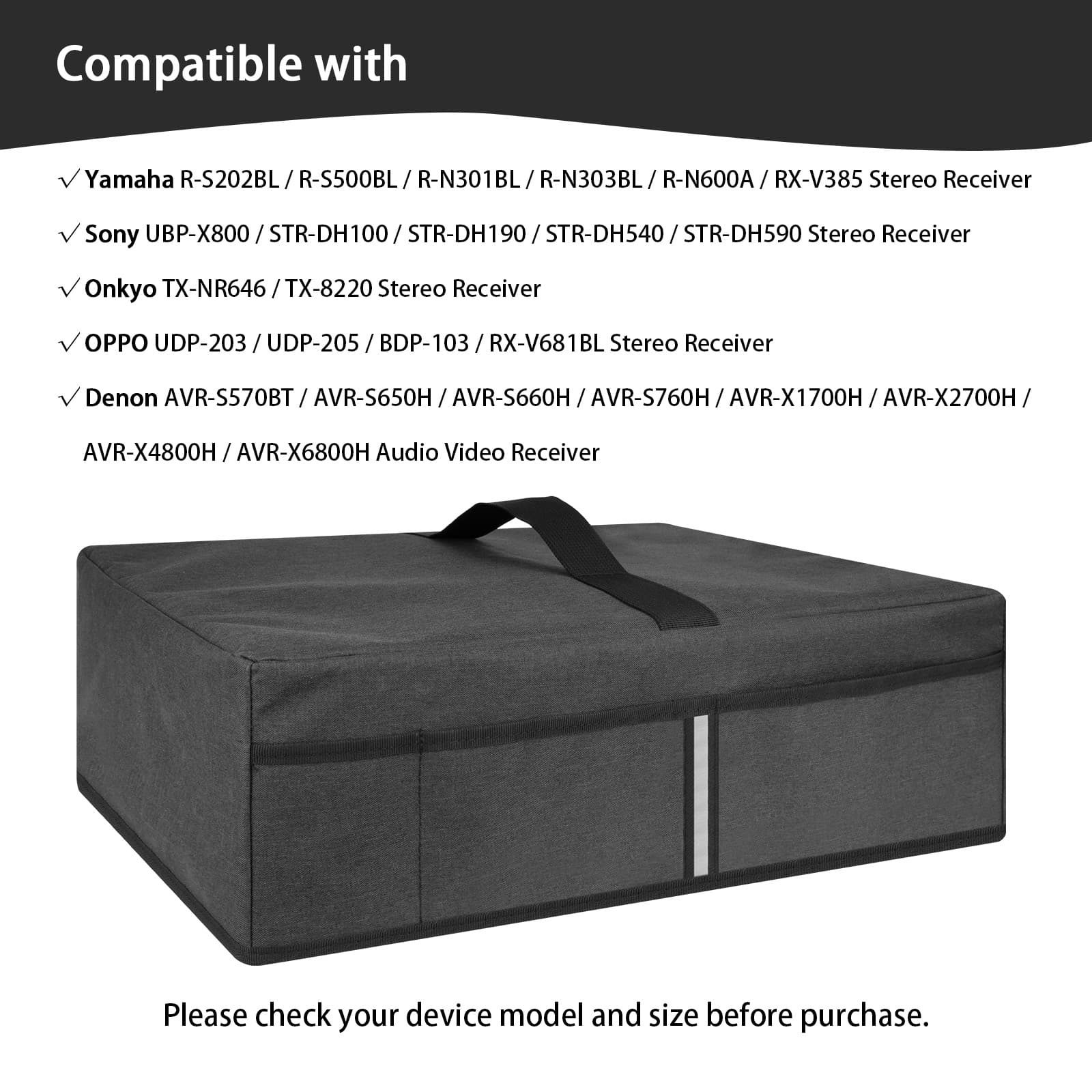 Kingshion Record Player Dust Cover, Stereo Receiver Dust Cover Compatible with Yamaha R-S202BL,R-S500BL,R-N301BL,RX-V681BL Stereo Receiver,Sony STR-DH540,STR-DH590,STR-DH100,STR-DH190 Stereo Receiver - 2