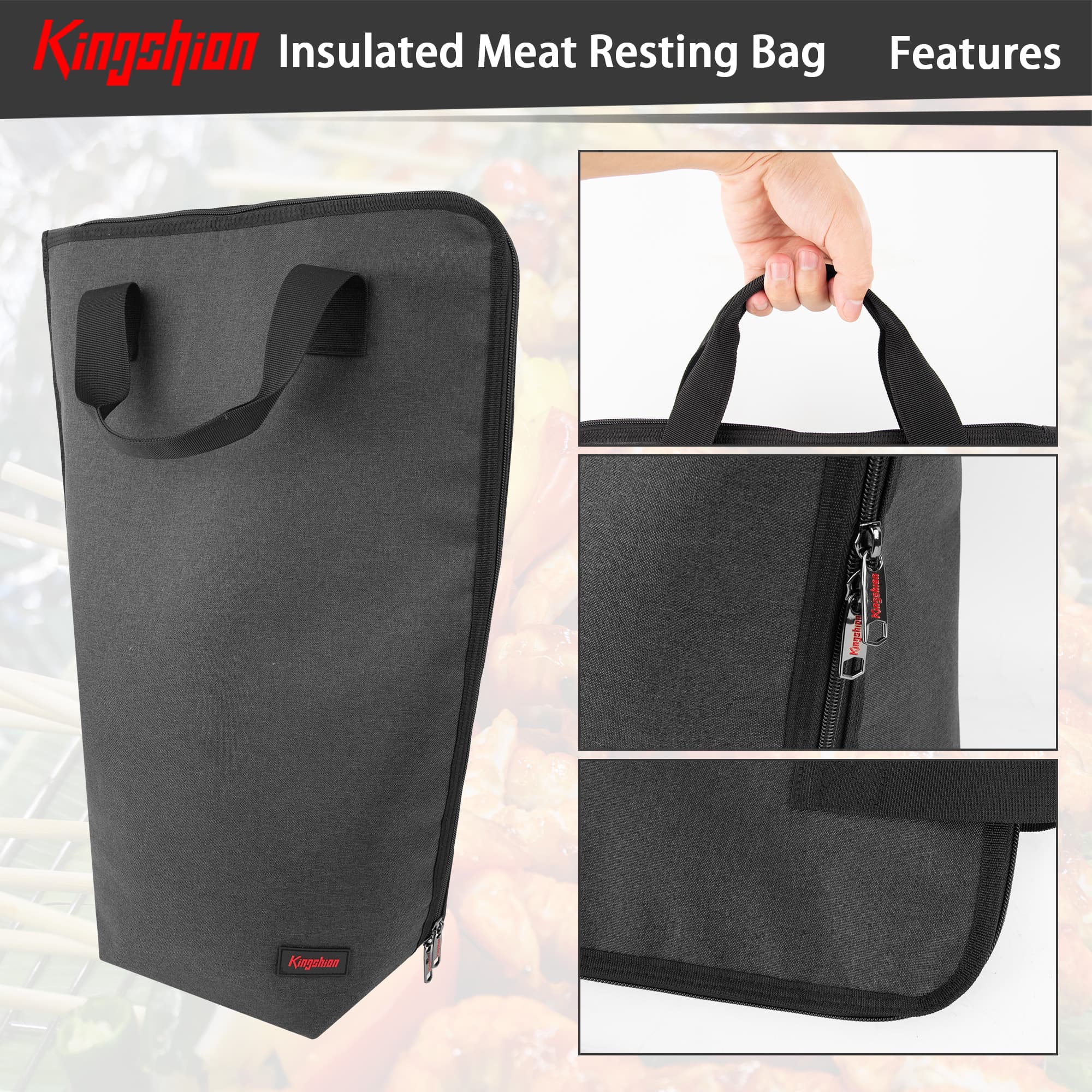 Kingshion BBQ Blanket for Resting Meat, Thicker Insulated Aluminum Foil Meat Resting Bag, Reusable Smoker Grilling Meat Insulated Resting Bag for Longer Lasting Flavor and Juiciness - 2