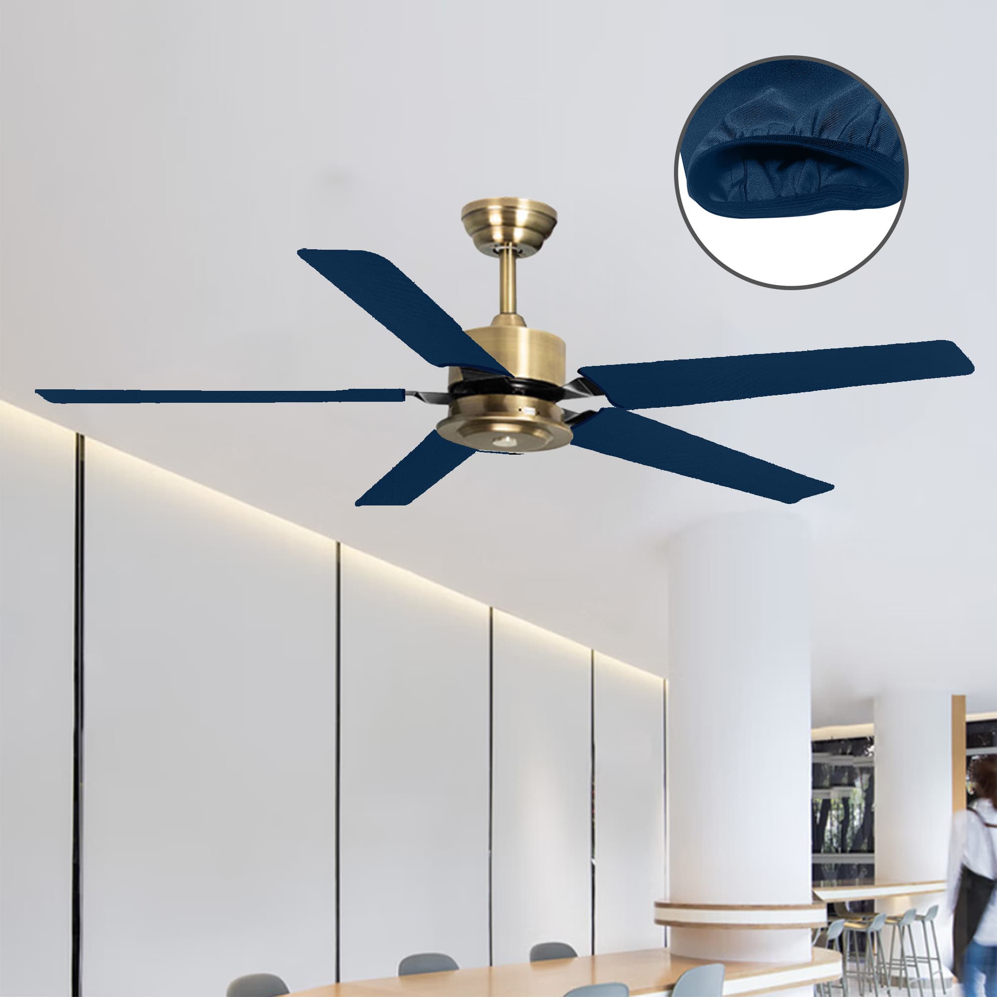 Kingshion Fan Blade Covers Suitable for Most Ceiling Fan Blades- Fits fan blades 5-6 " wide, 19.5 - 22" long (Blue- 5 Pack) - 2