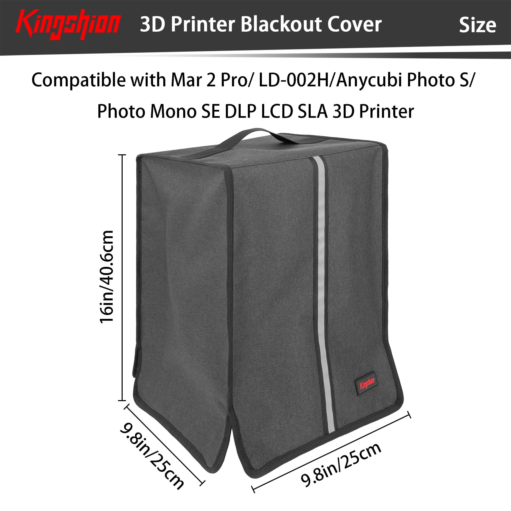 Kingshion 3D Printer Blackout Cover, Prevent Sunlight Dust Storage Sleeve with Handle, Compatible with Mar 2 Pro/ LD-002H/Anycubi Photo S/ Photo Mono SE DLP LCD SLA 3D Printer, 9.5 X 9.5 X 16 Inch - 1