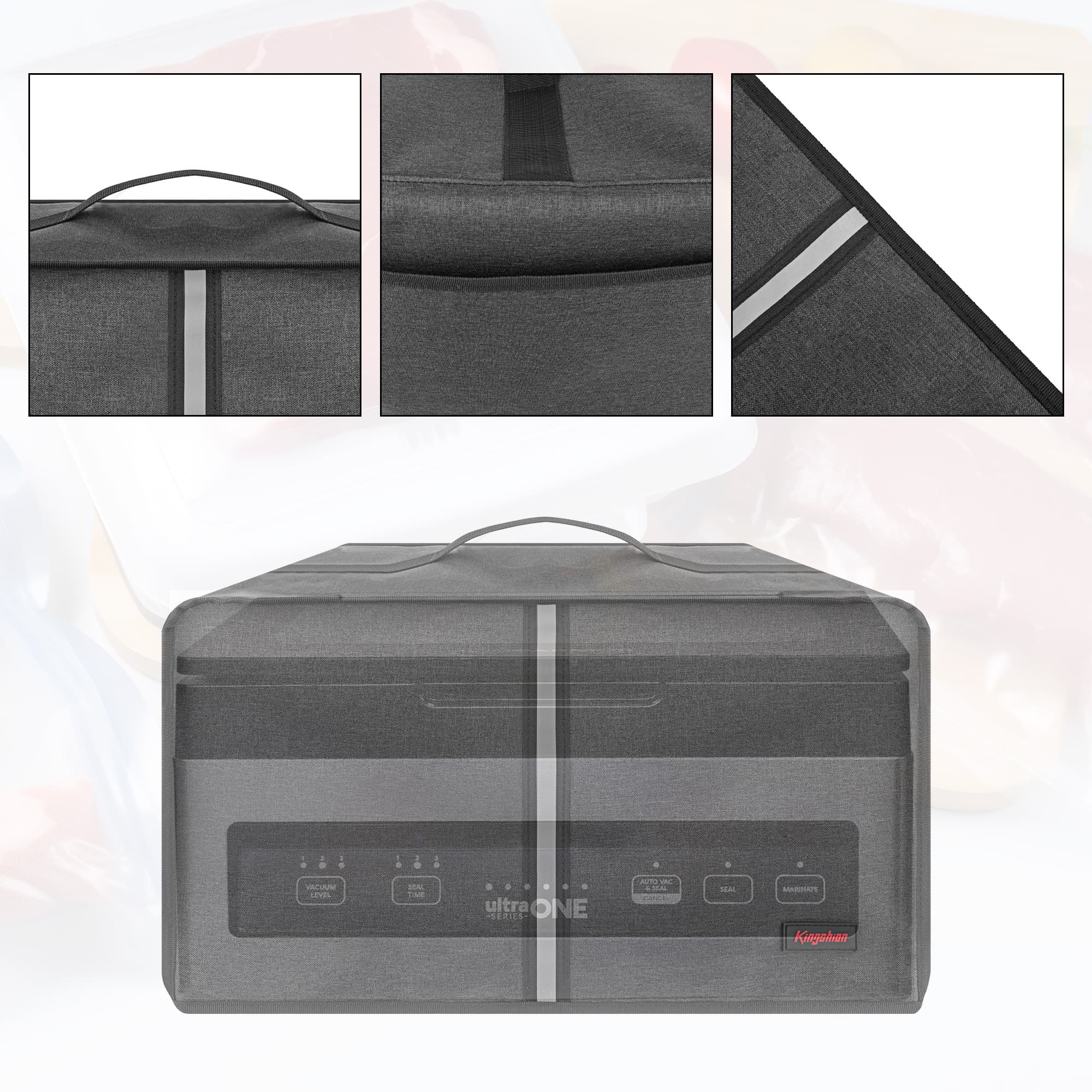 Kingshion Vacuum Sealer Dust Cover with Lateral Pockets Compatible with Avid Armor USV1 Chamber Vacuum Sealer, 12.6 x 12.6 x 6.3 In -Dark Gray - 5