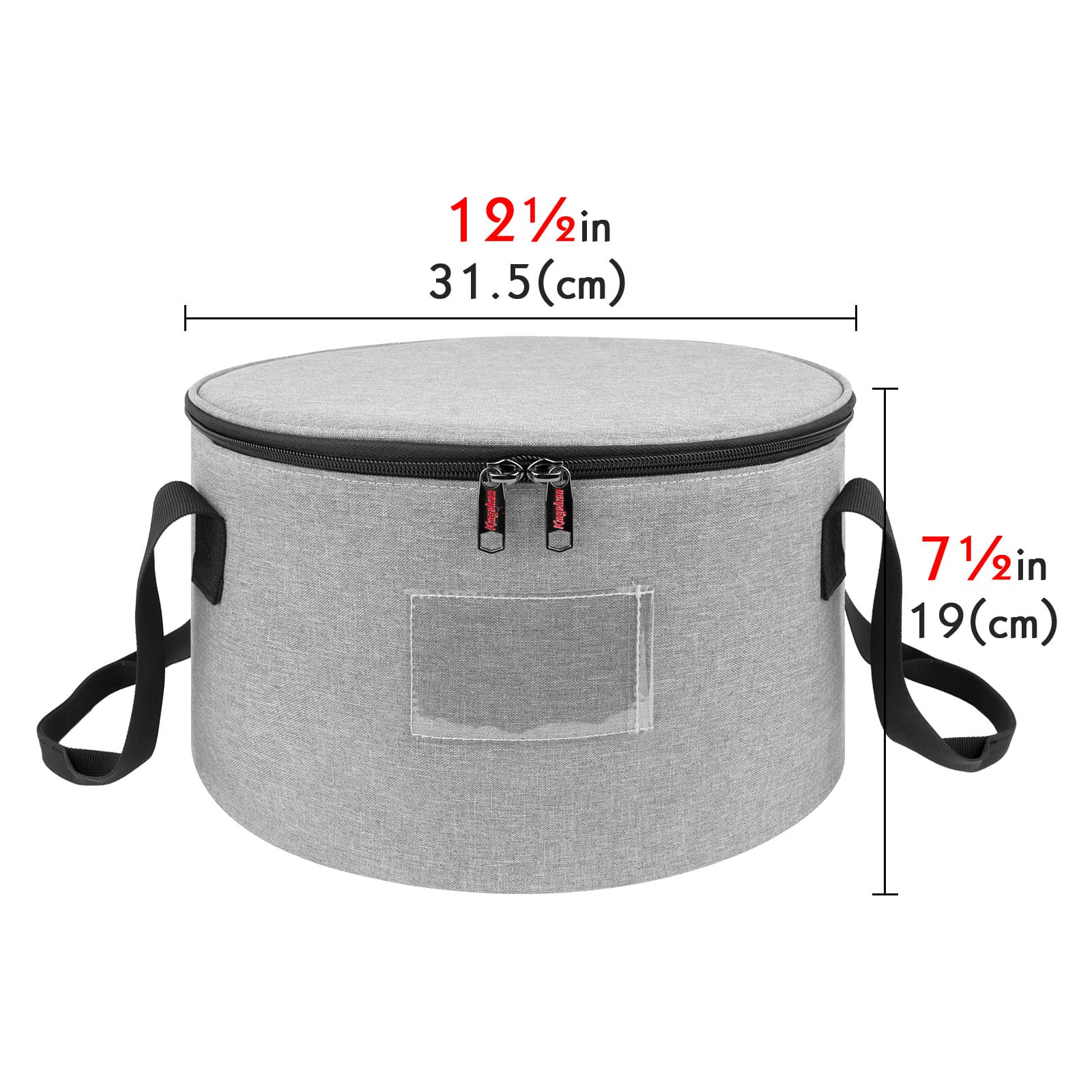Kingshion Round Insulated Thermal Pie Carrier Slow Cooker Bag,Reusable Insulated Cake Carriers Casserole Carrier Cooler Bags for Potluck,Picnics,Collapsible Lunch bag for Delivery- Light Gray - 1