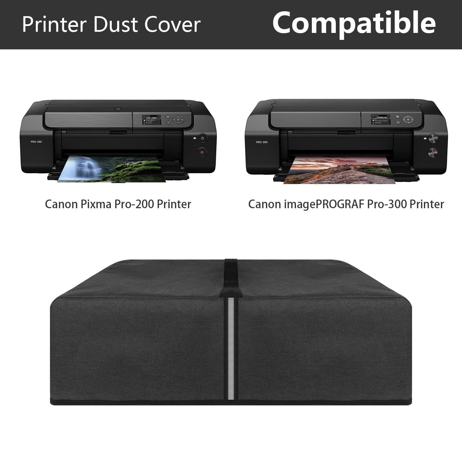 Kingshion Printer Dust Cover Compatible with Canon imagePROGRAF Pro-310 or Canon Pixma Pro-300 Printers,Splash-Proof Fabric Easy to Clean & Storage, Dark Grey - 3