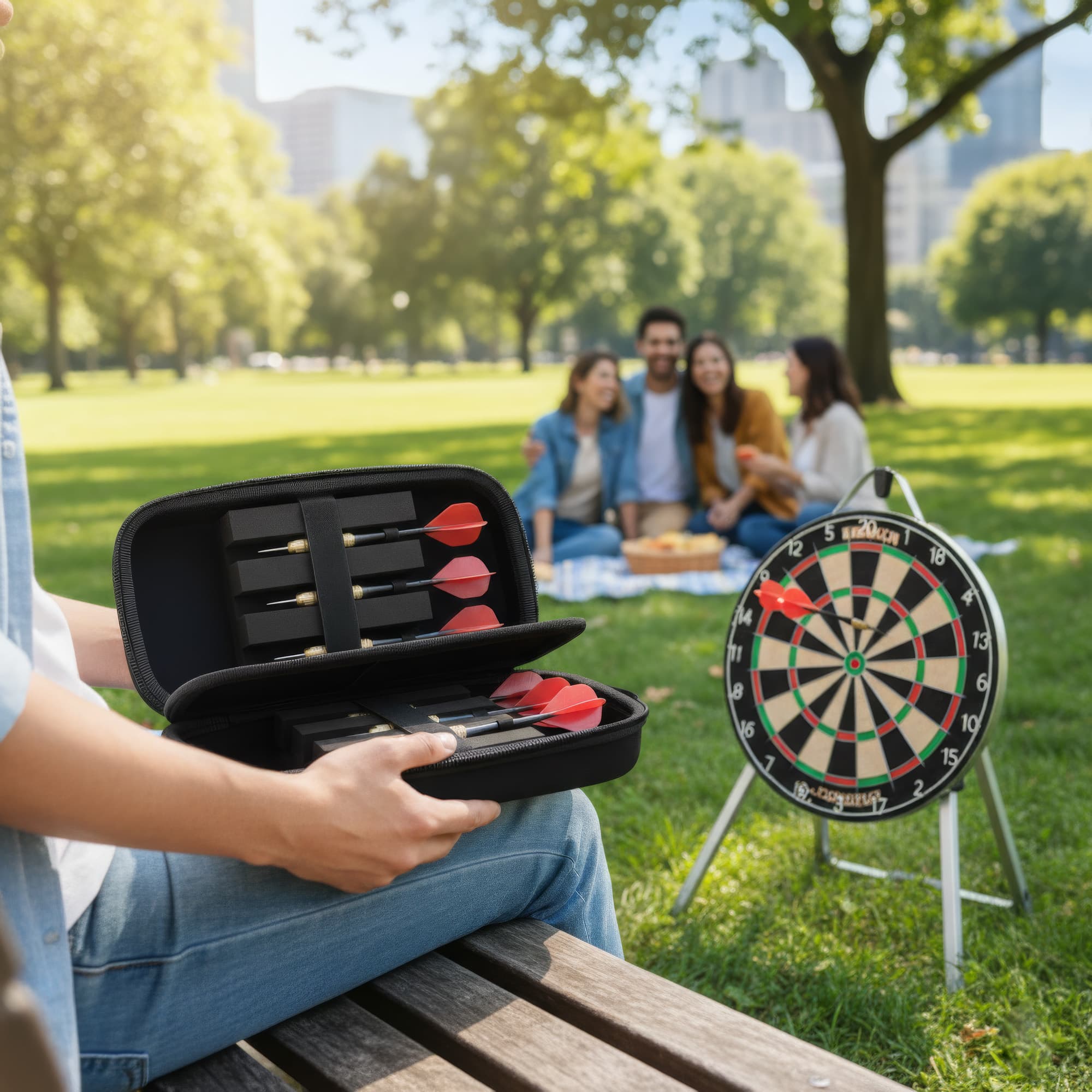 Dart Case for 6 Steel Tip Darts and 3 Flights, Hard Shell Storage Box with Foam Insert and Zipper, Portable Dart Holder for Travel and Competition - 6