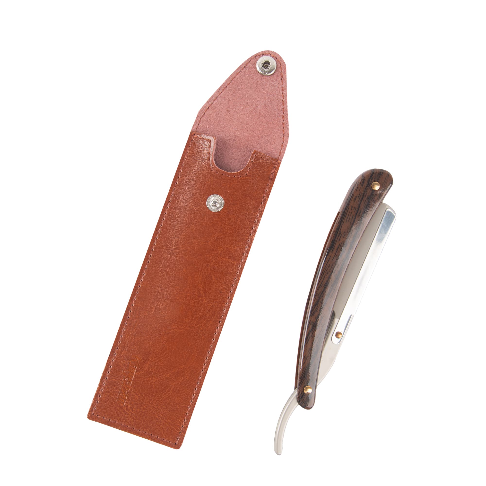 Genuine Leather Straight Razor Cover, Protective Snap Closure Shaving Razor Sleeve, Travel Storage Pouch for Straight Edge Razors - 5