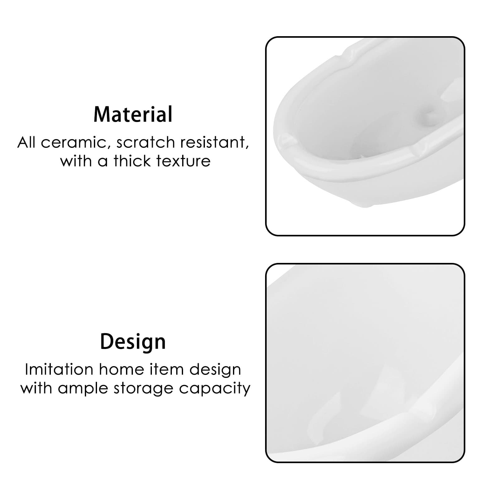 JANKOW Bathtub-Shaped Ceramic Ashtray, White, Novelty Decorative Tabletop Ash Tray for Cigarettes or Cigars, Indoor/Outdoor, 1-Pack - 1