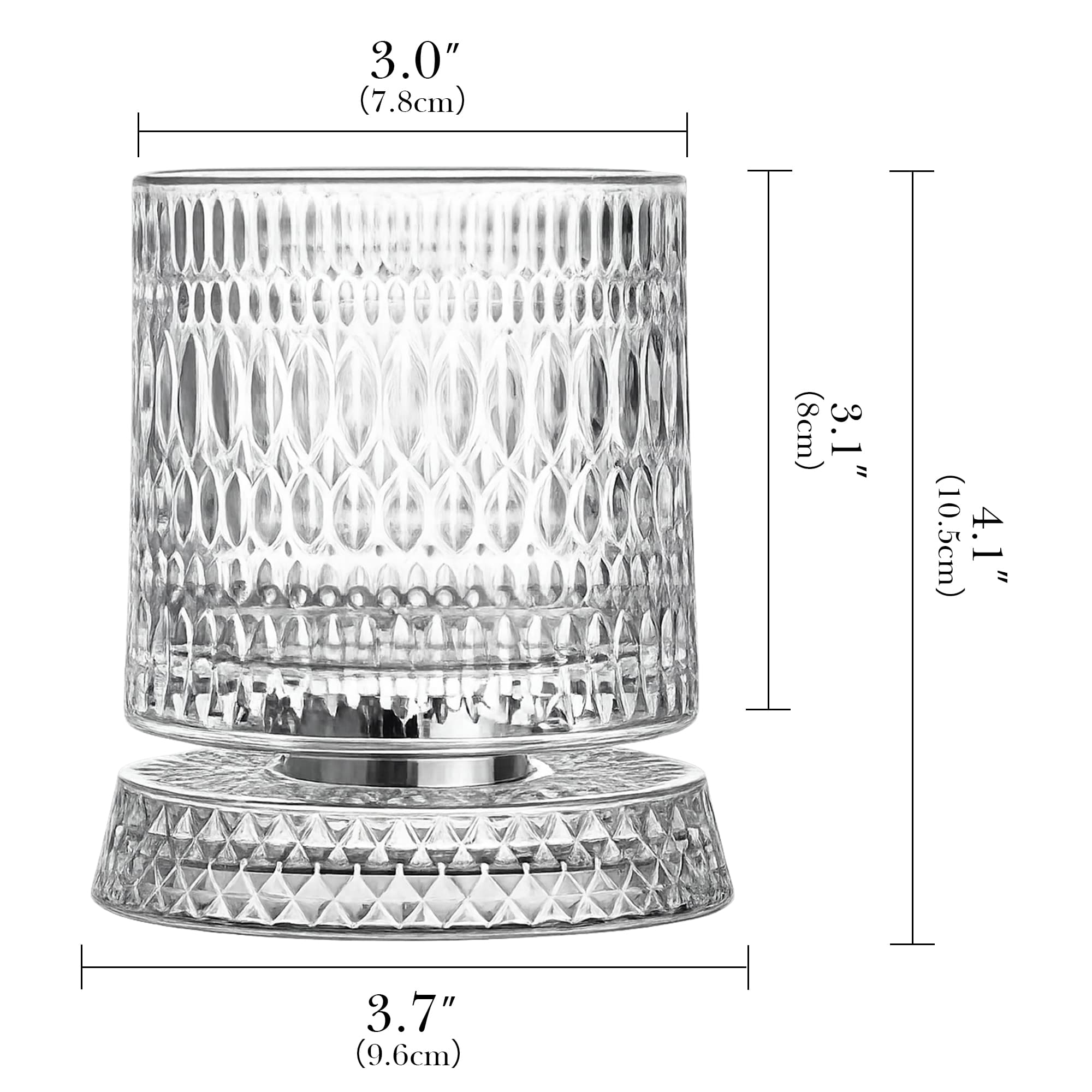 ReignSword Rotating Crystal Whiskey Glass Set, 9oz Spinning Old Fashioned Tumbler with Engraved Design, Stress Relief Cocktail Cup for Men Home Bar (Teardrop) - 2