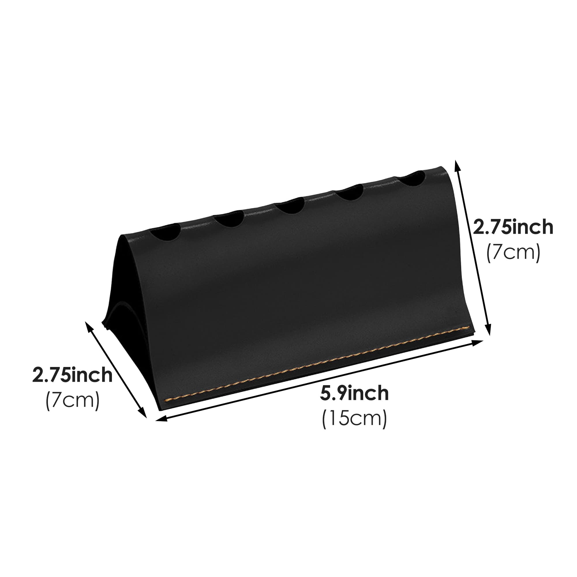 ReignSword Pen Holder for Desk, Vegan Leather Pencil Holder Stand Display Rack with 5 Slots, Portable Pen Organizer for Office (Black) - 1