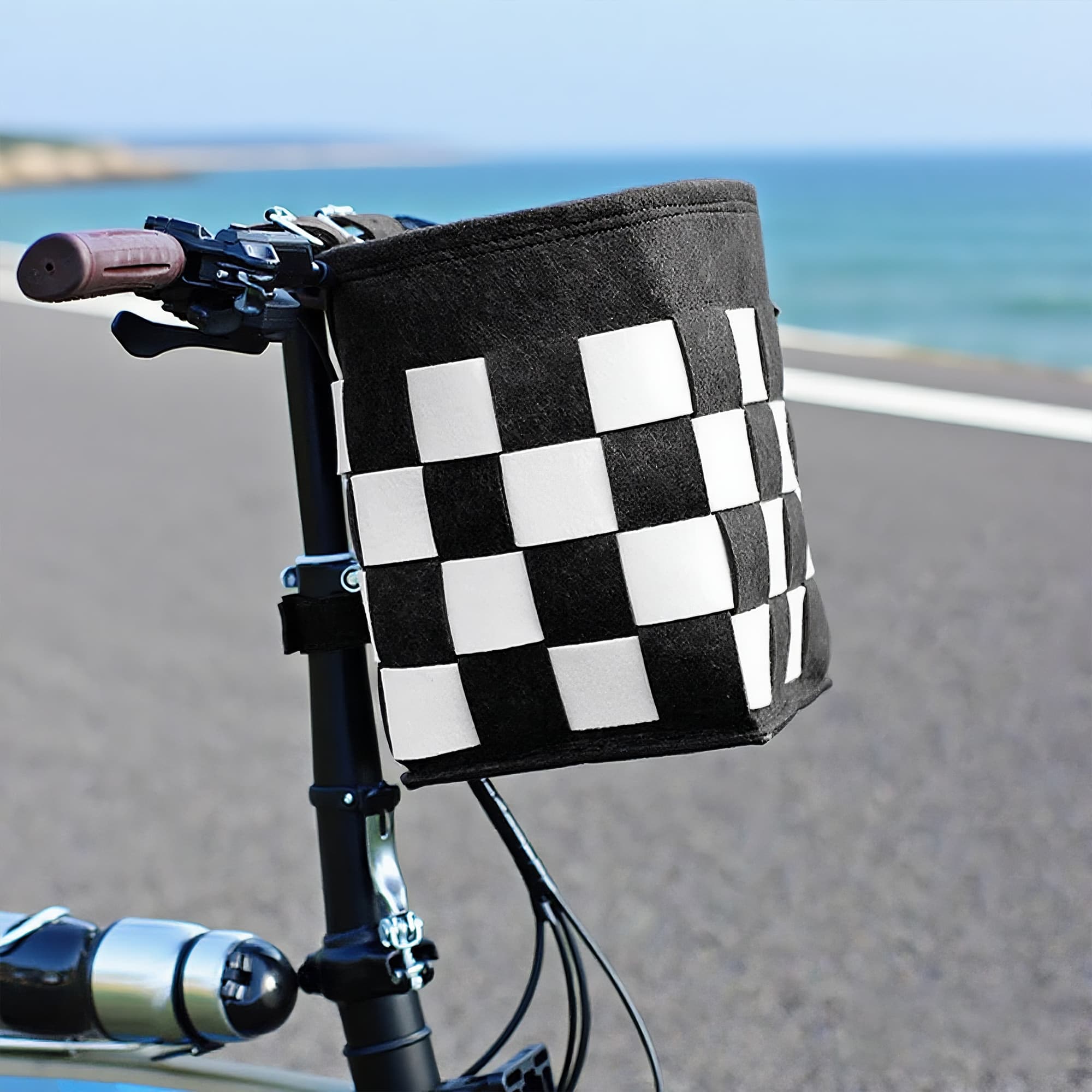 RidingRush Bike Basket Front for Bike, Woven Felt Bicycle Handlebar Basket for Adults, Detachable Storage Basket for Commuting, Shopping, Picnic, Daily Riding Accessories - 5