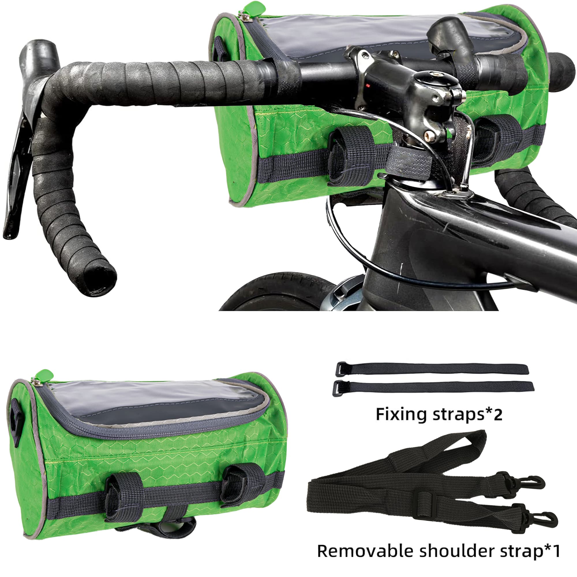 RidingRush Bike Handlebar Bag with Touchscreen, Waterproof Bicycle Front Bag for Phone Storage, Compact Handlebar Pouch for Road, Mountain & Electric Bikes - 2