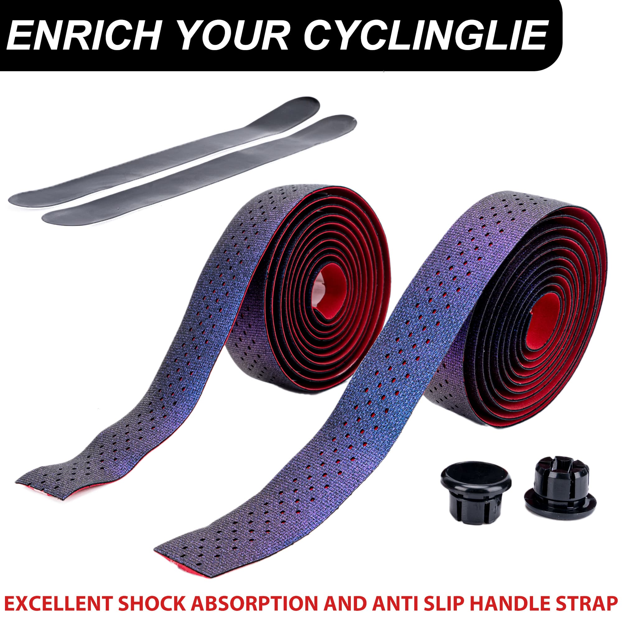 RidingRush Bicycle Handlebar Tape, Bike Grip Tape, Gradient EVA Bar Tape for Road & Gravel Bikes, Non-Slip, Shock Absorbing, Comfortable Grip, Easy to Install - 2