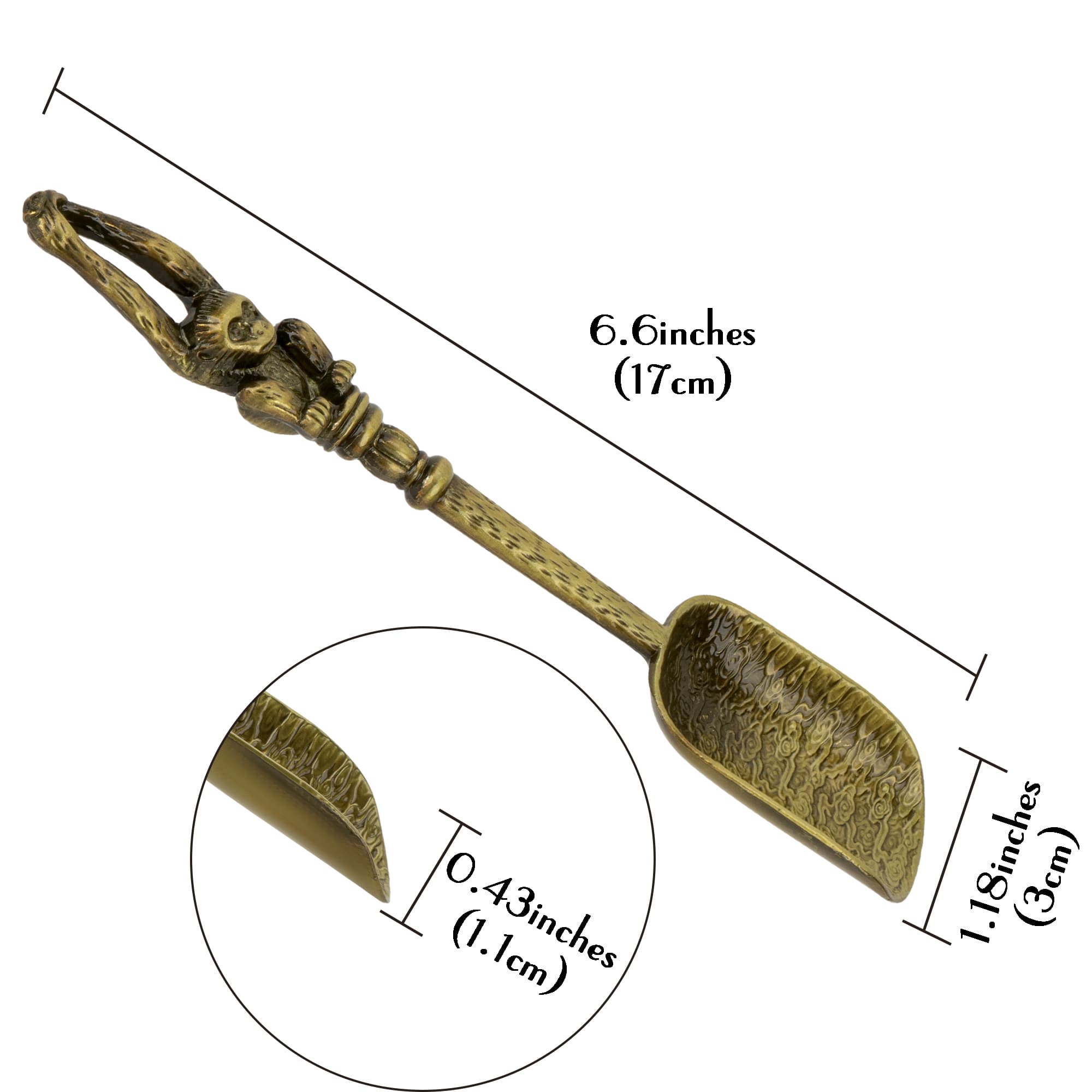 JANKINGS Vintage Bronze Monkey Tea Scoop, Zinc Alloy Loose Leaf Tea Measuring Spoon, Set of 2 - 1