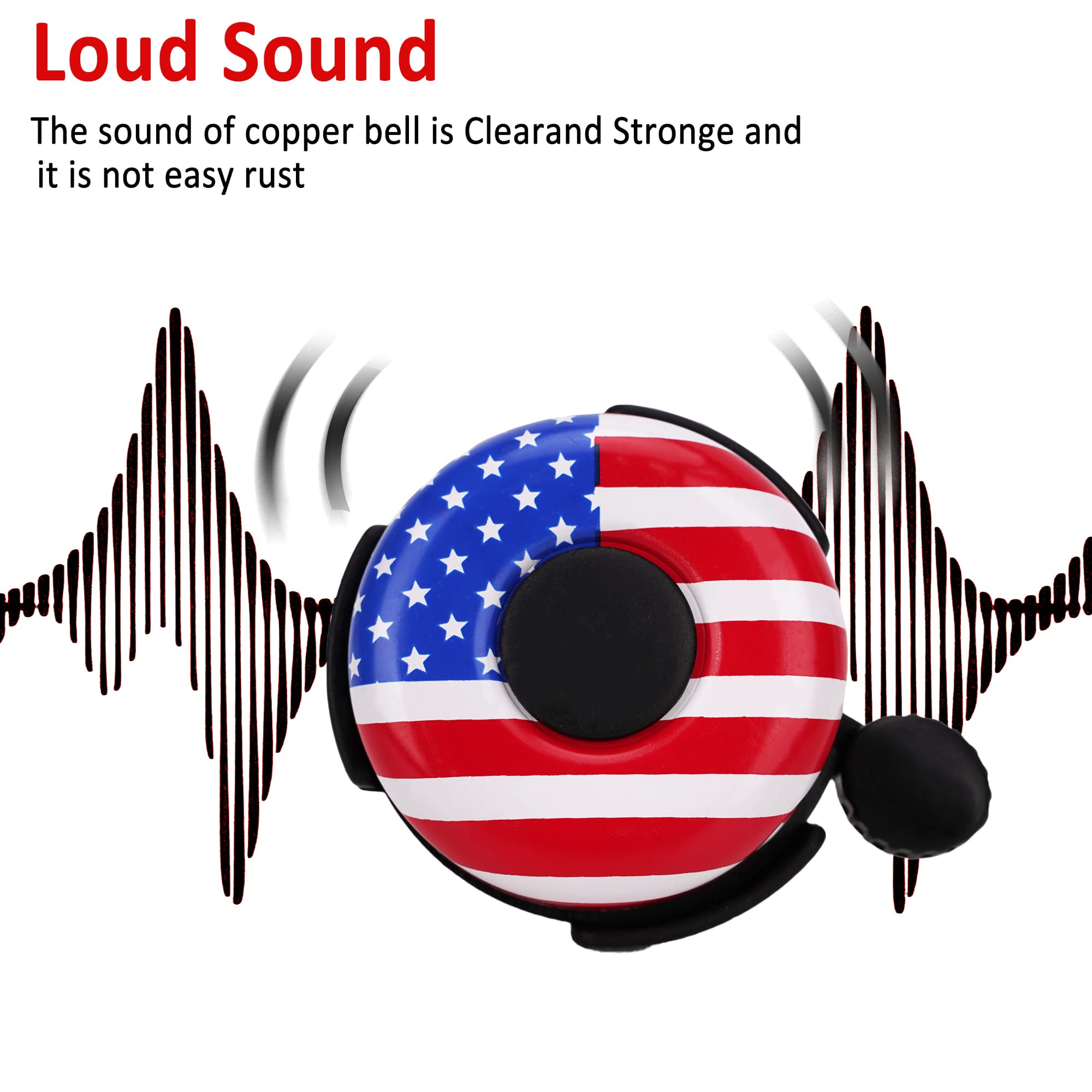 RidingRush Kids Bike Bell – Loud Clear Sound Bicycle Bell for Boys and Girls, American Flag Design, Easy Handlebar Mount for Toddler, BMX, and Cruiser Bikes - 2