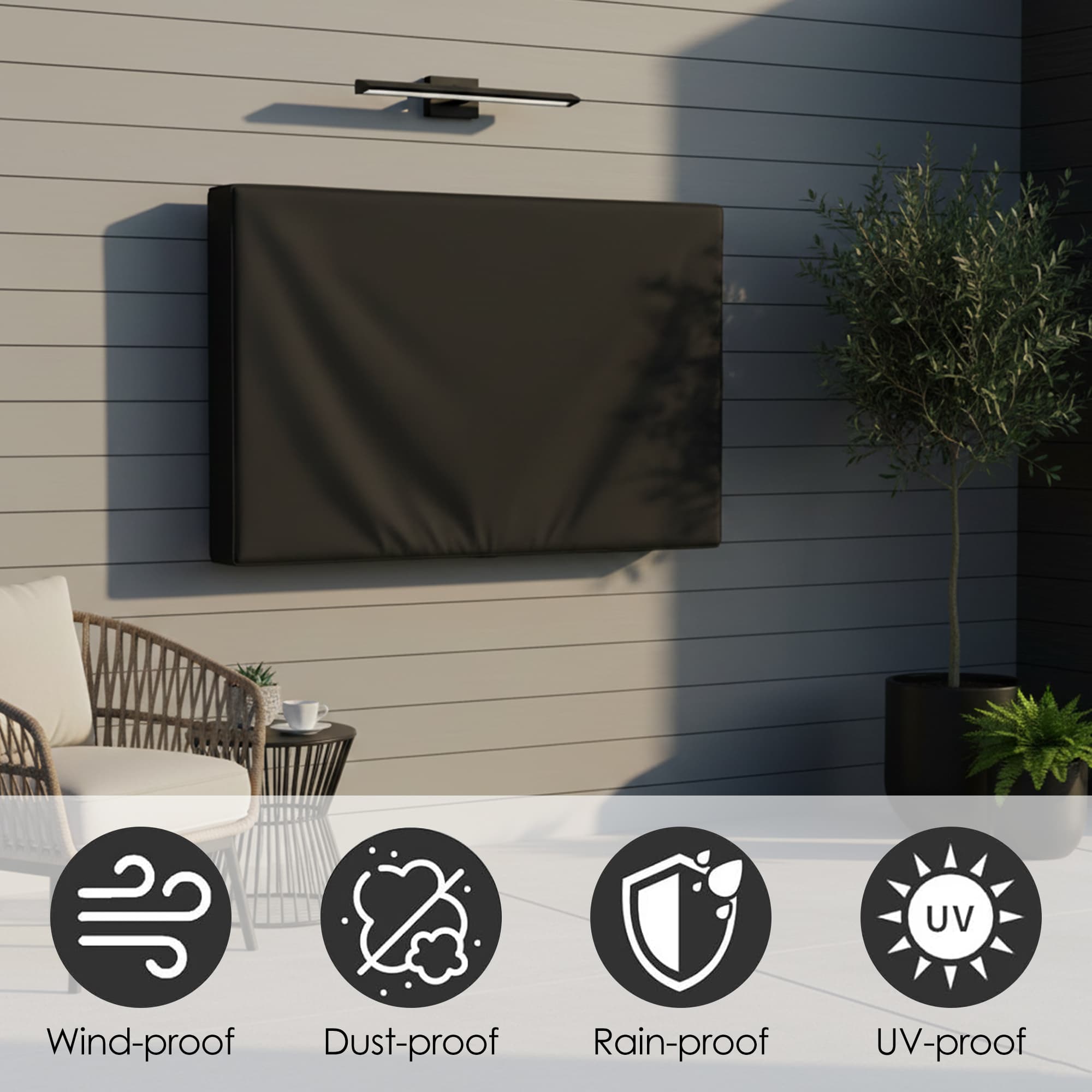 ReignSword Outdoor TV Cover 50-52 Inch, Weatherproof 600D TV Screen Protector with Remote Control Pocket, Outside Television Cover Compatible with LED, LCD, OLED TVs - 3
