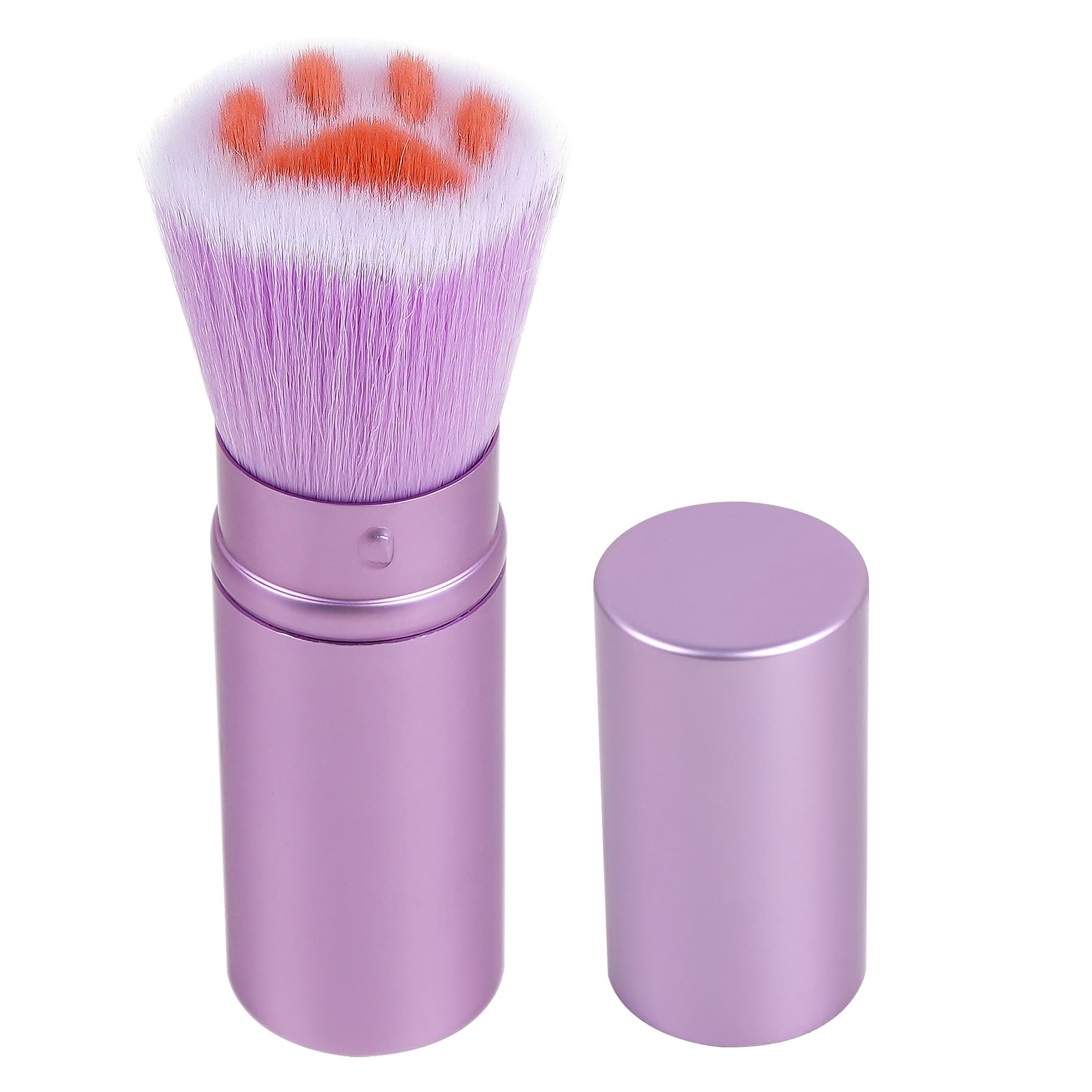 JANKOW Cat Paw Makeup Brush, Telescopic Powder Brush, Travel Blush Brush for Face Powder Blush Shadows Contour Makeup (1 Pcs Purple) - 1