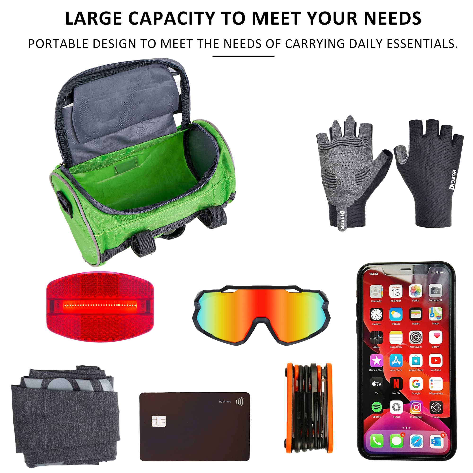 RidingRush Bike Handlebar Bag with Touchscreen, Waterproof Bicycle Front Bag for Phone Storage, Compact Handlebar Pouch for Road, Mountain & Electric Bikes - 6