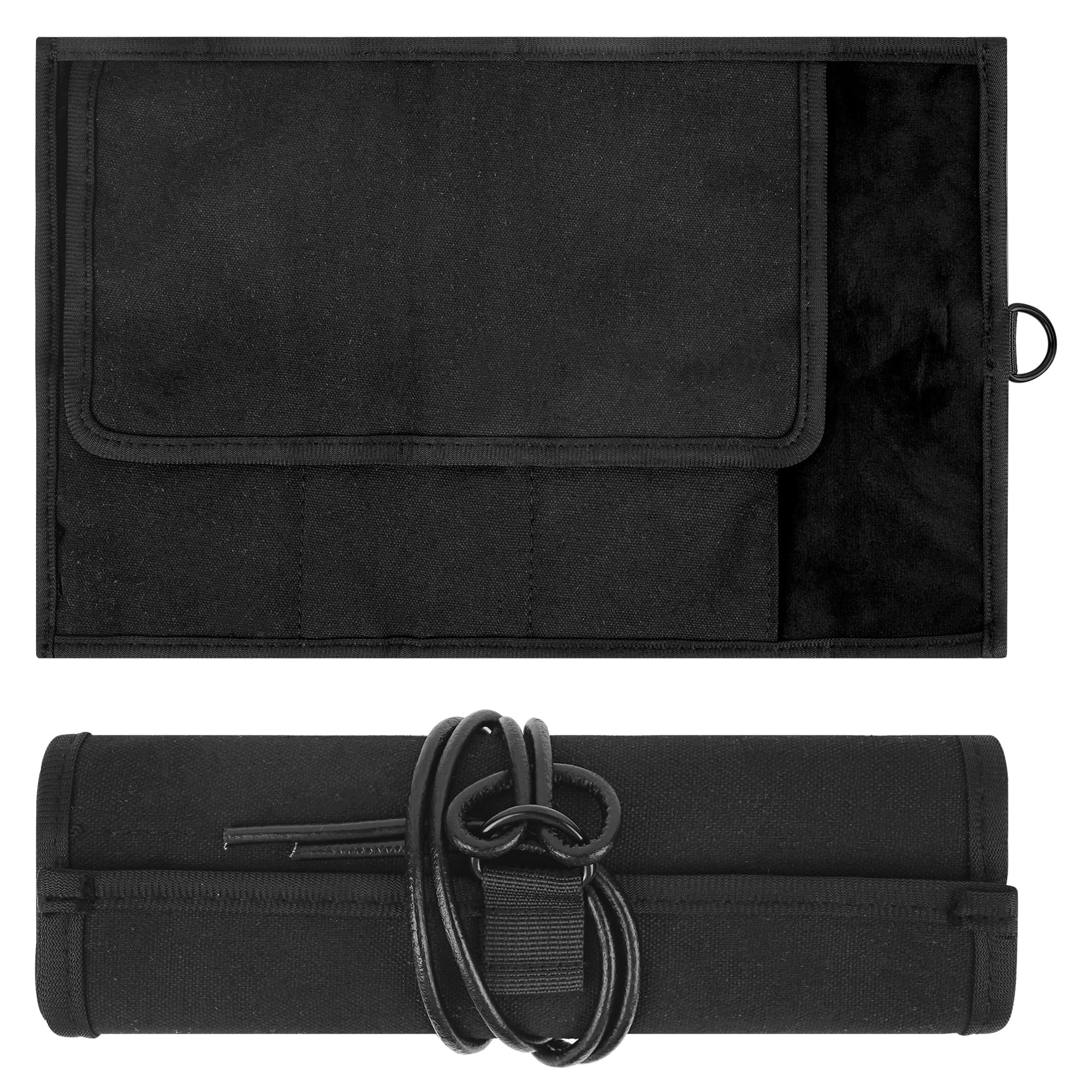 ReignSword Watch Roll Travel Case for 3 Watches, Portable Watch Organizer with Soft Lining, Roll Up Watch Storage Pouch (Black) - 1