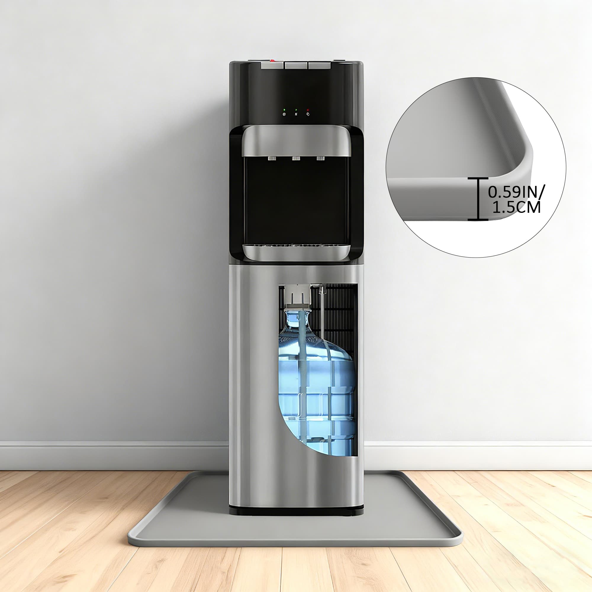 Water Cooler Mat, 19.7" x 19.7" Silicone Under Water Dispenser Mat, Spill-Proof Floor Protector for Wood Floors & Carpets (Gray) - 3