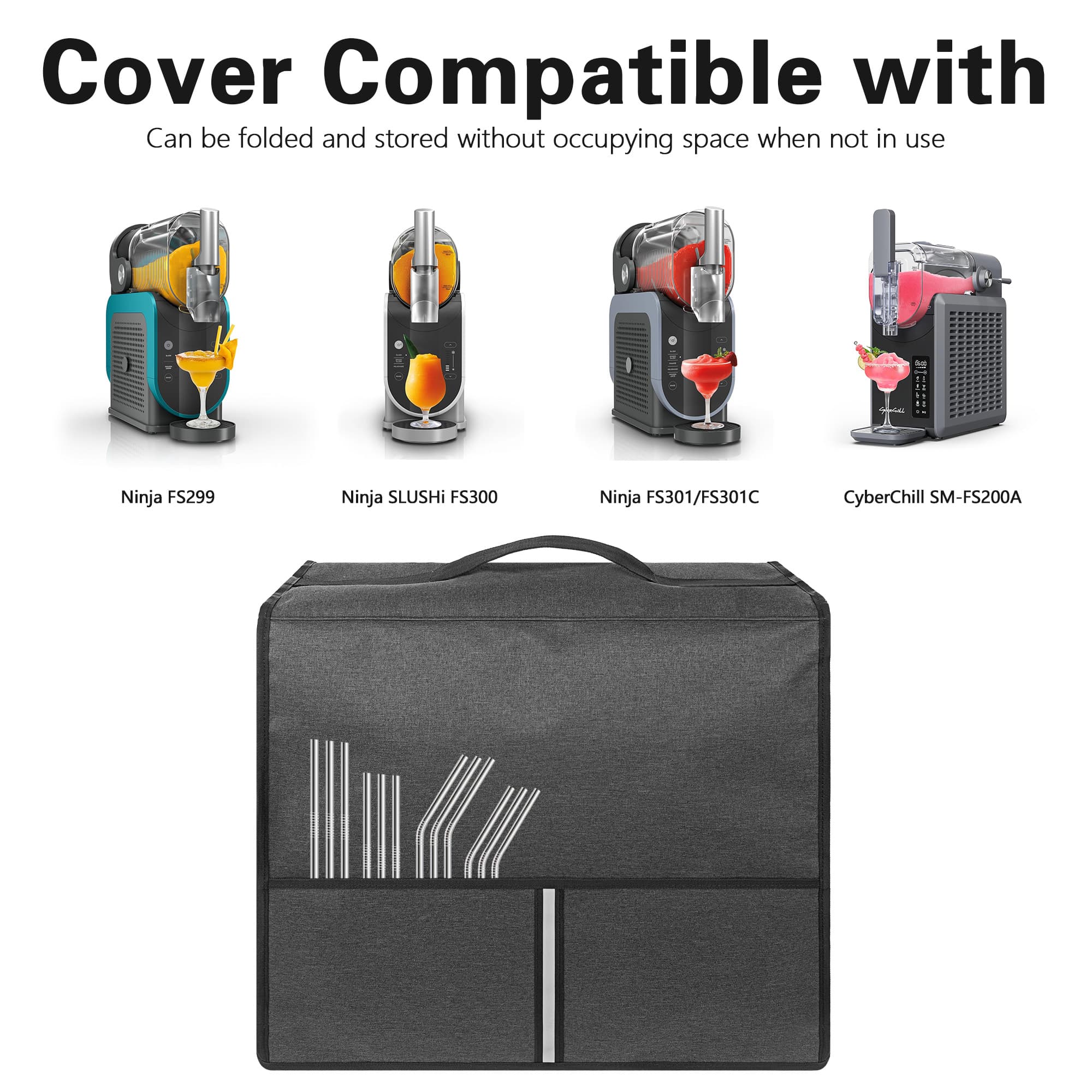 Kingshion Slush Machine Cover & Frozen Beverage Drink Dust Protector - Compatible with Ninja FS301/FS301C Smoothie Machines, Universal Waterproof Dust Cover - Dark Gray - 4