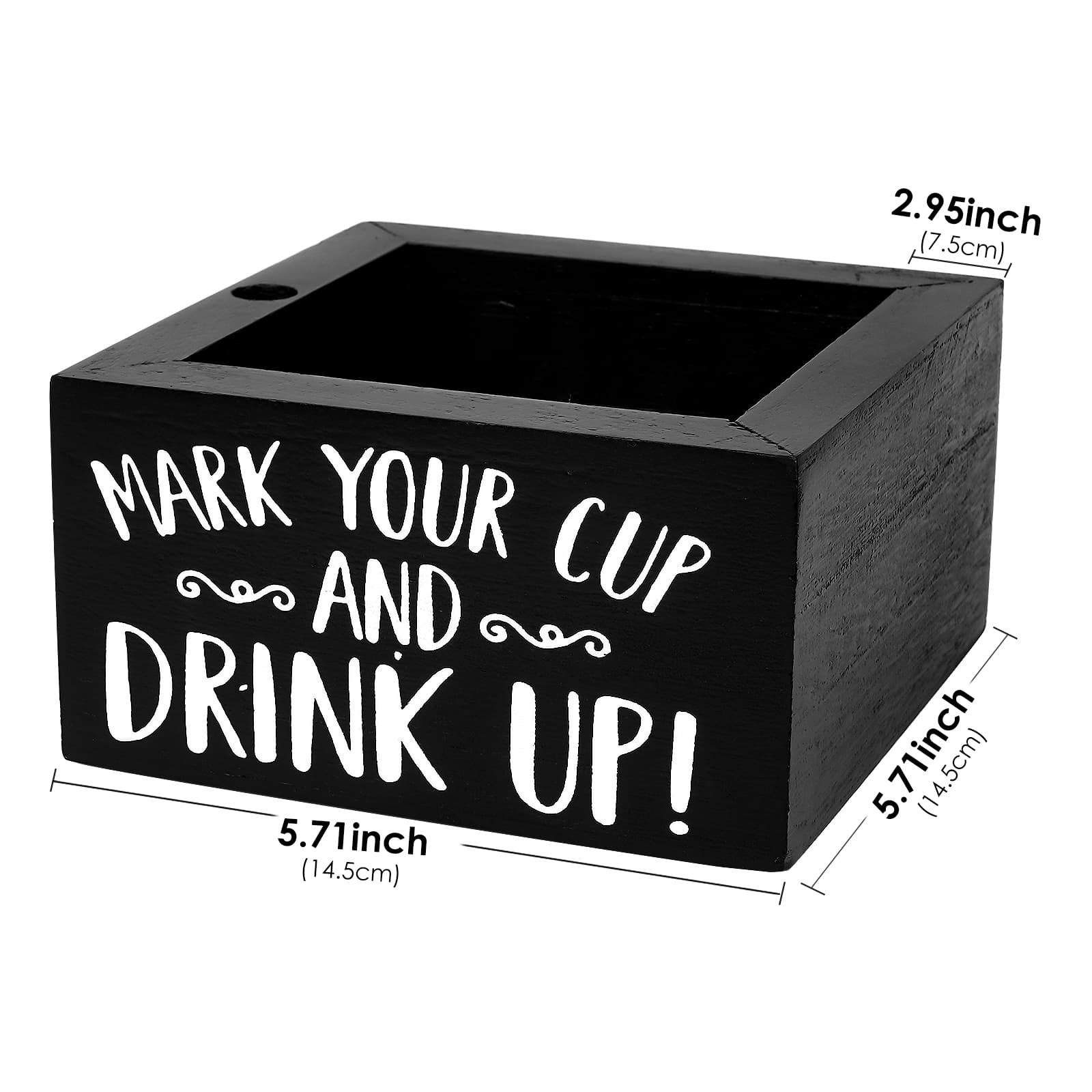 JANKOW Cup Holder with Marker Slot, Black Wood Disposable Cup Holder, Mark Your Cup and Drink Up Plastic Cup Organizer - 1