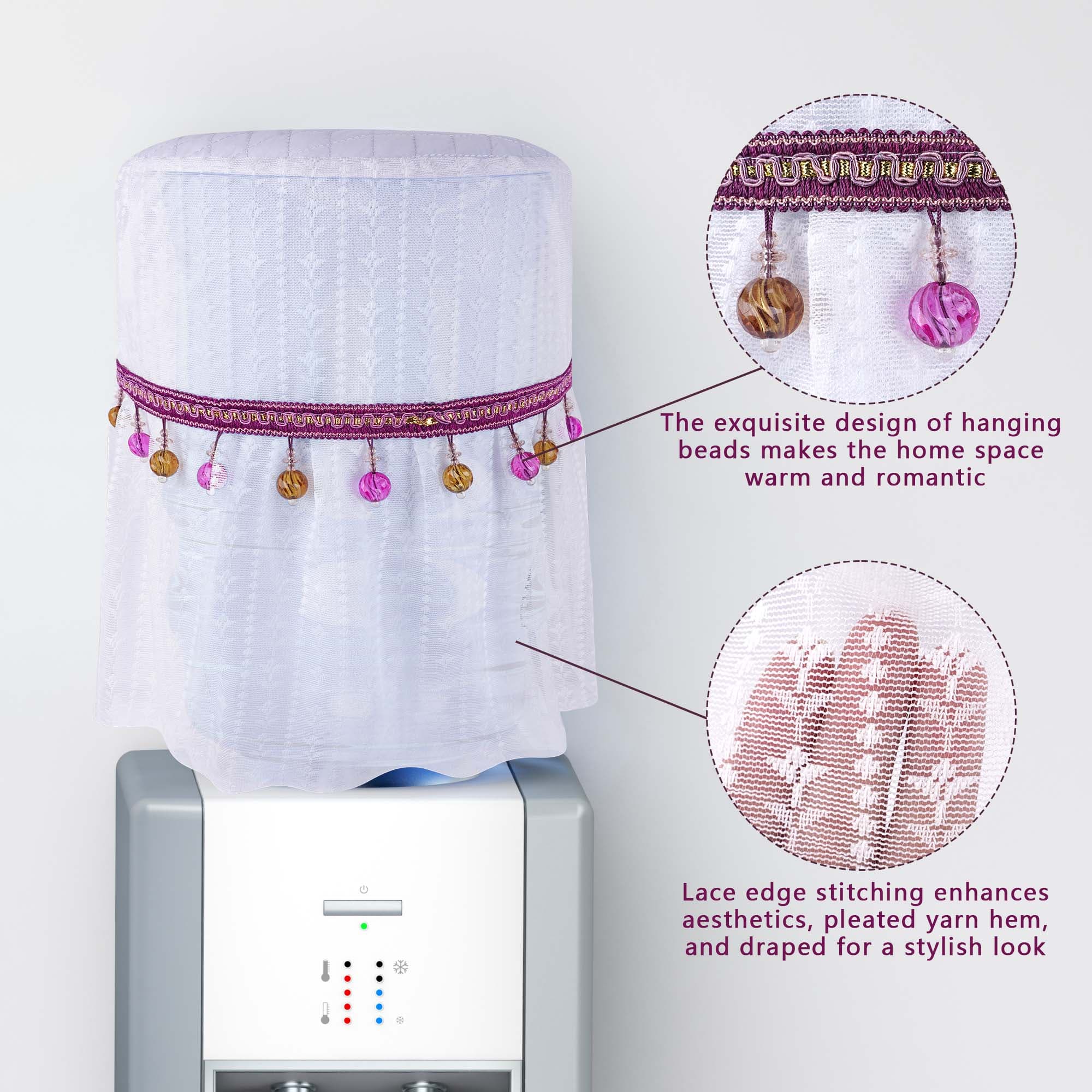 Kingshion 5 Gallon Water Dispenser Barrel Dust Cover,  Lace Style with Decorative Dust Cover for Water Cooler,Pendant Reusable Water Dispenser Bottle Protective Covers for Home Office-Purple - 2