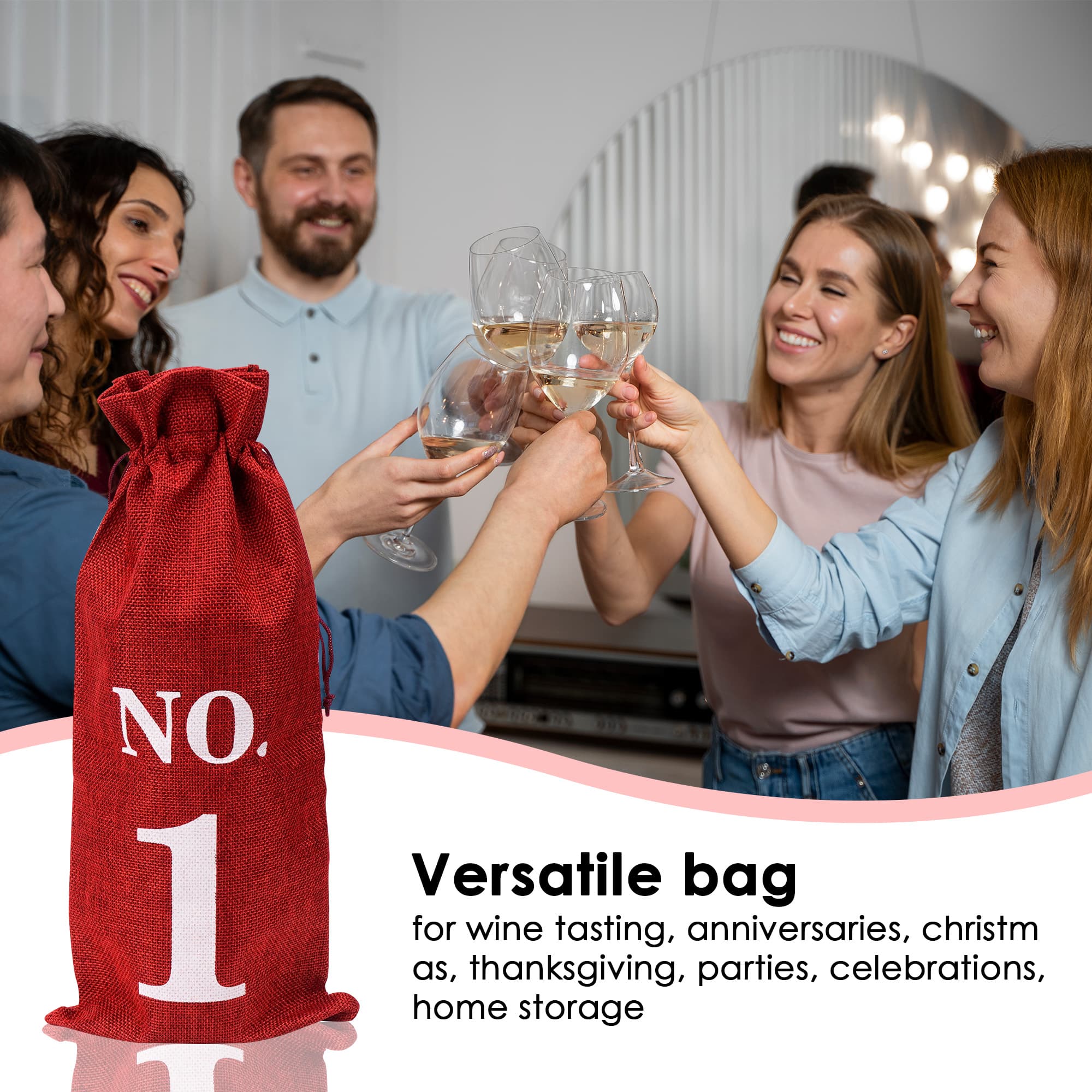 JANKOW 10 Pcs Numbered Burlap Wine Bags, Blind Tasting Wine Bags, Wine Gift Bag with Drawstring - 3