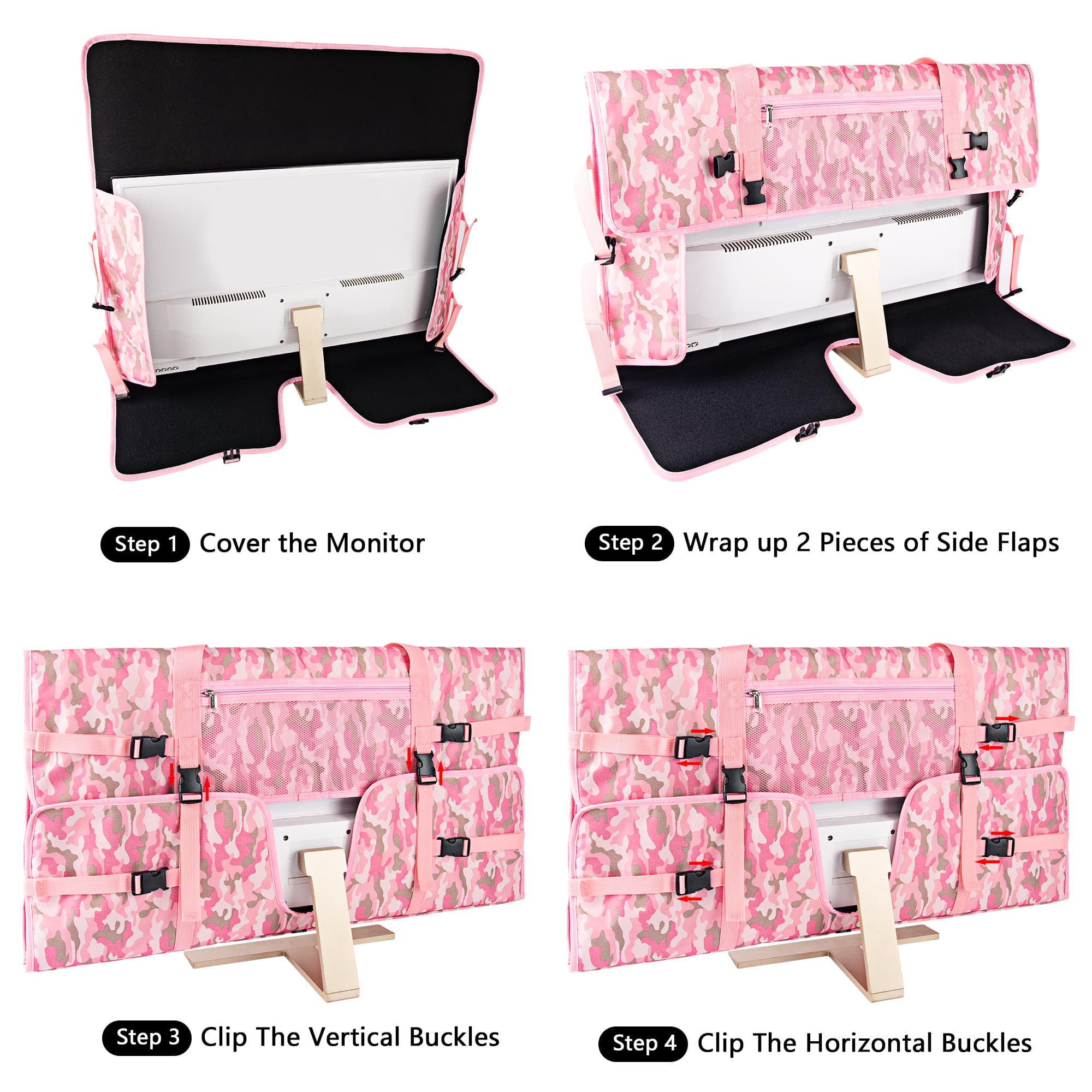 Kingshion Travel Carrying Bag Compatible with 32" All-in-One Desktop Computer and 32" Monitor (Camouflage Pink) - 3