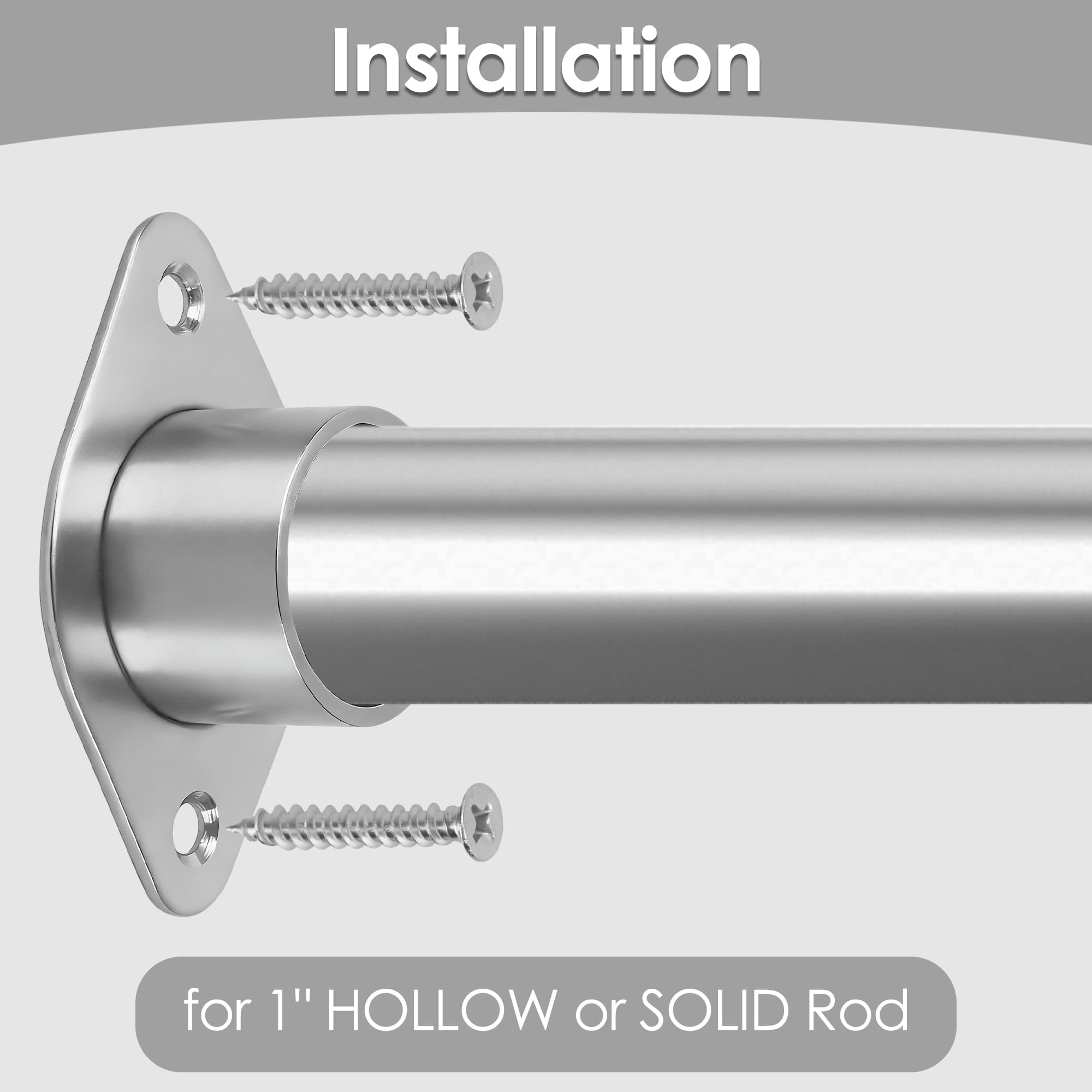 ReignSword 2 Pcs 304 Stainless Steel Shower Curtain Rod Bracket, Easy installation Closet Rod Holders Fits 1 Inch Poles (Rhombic Base) - 5