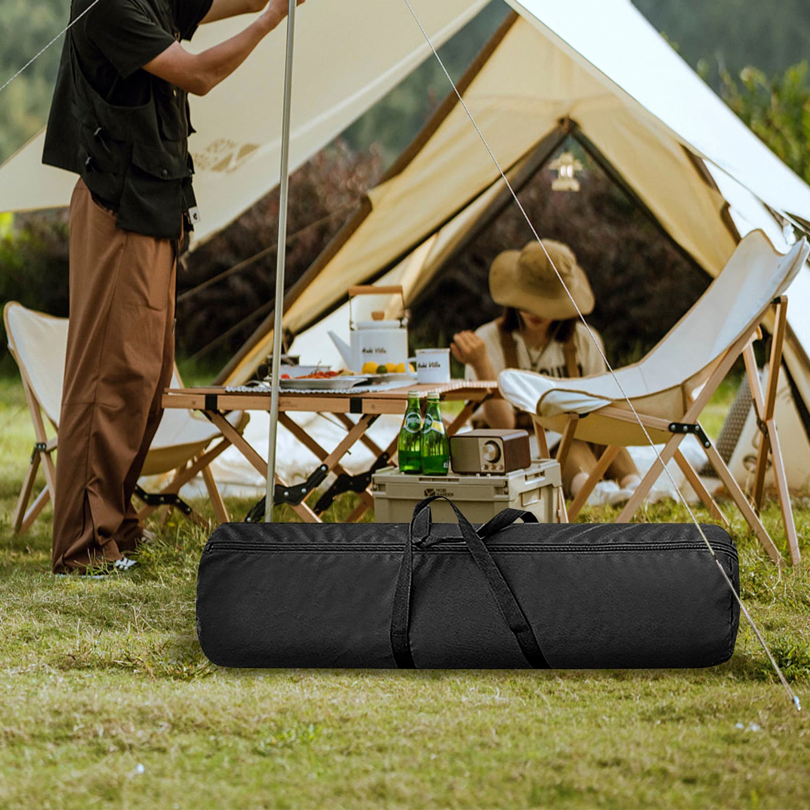 ReignSword Camping Chair Replacement Bag, 47.2 Inch Folding Carrying Case with Handle Strap, Large Mouth Storage Bag fits Camp Chairs, Hammock, Yoga Mat, Beach Chair, Umbrella (8.7 Inch in Diameter) - 5