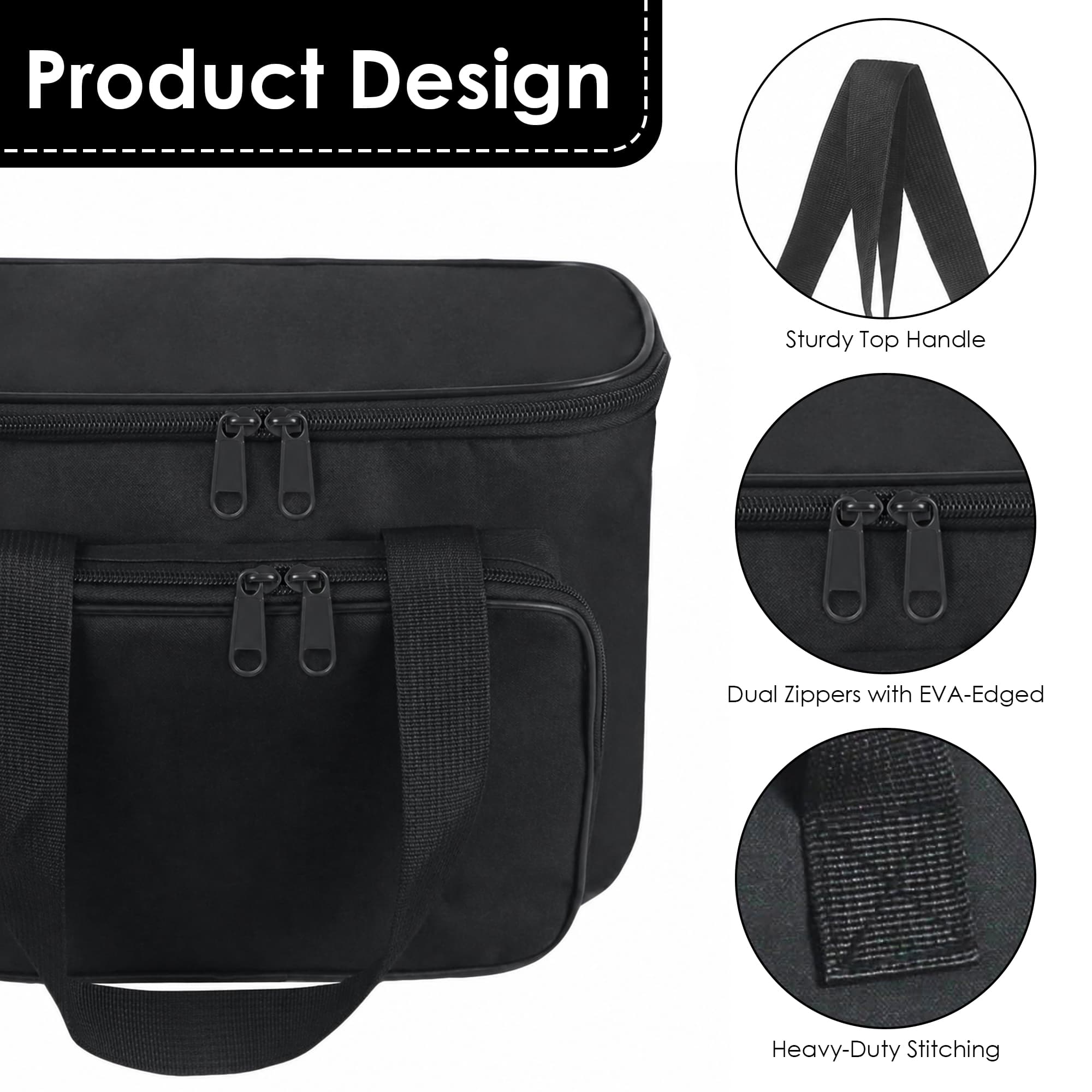 Carrying Bag Compatible with Keurig K-Mini Mate Coffee Maker, Portable Coffee Machine Travel Case, Oxford Cloth Storage Tote with Padded Protection and Pocket for Accessories (Black) - 2